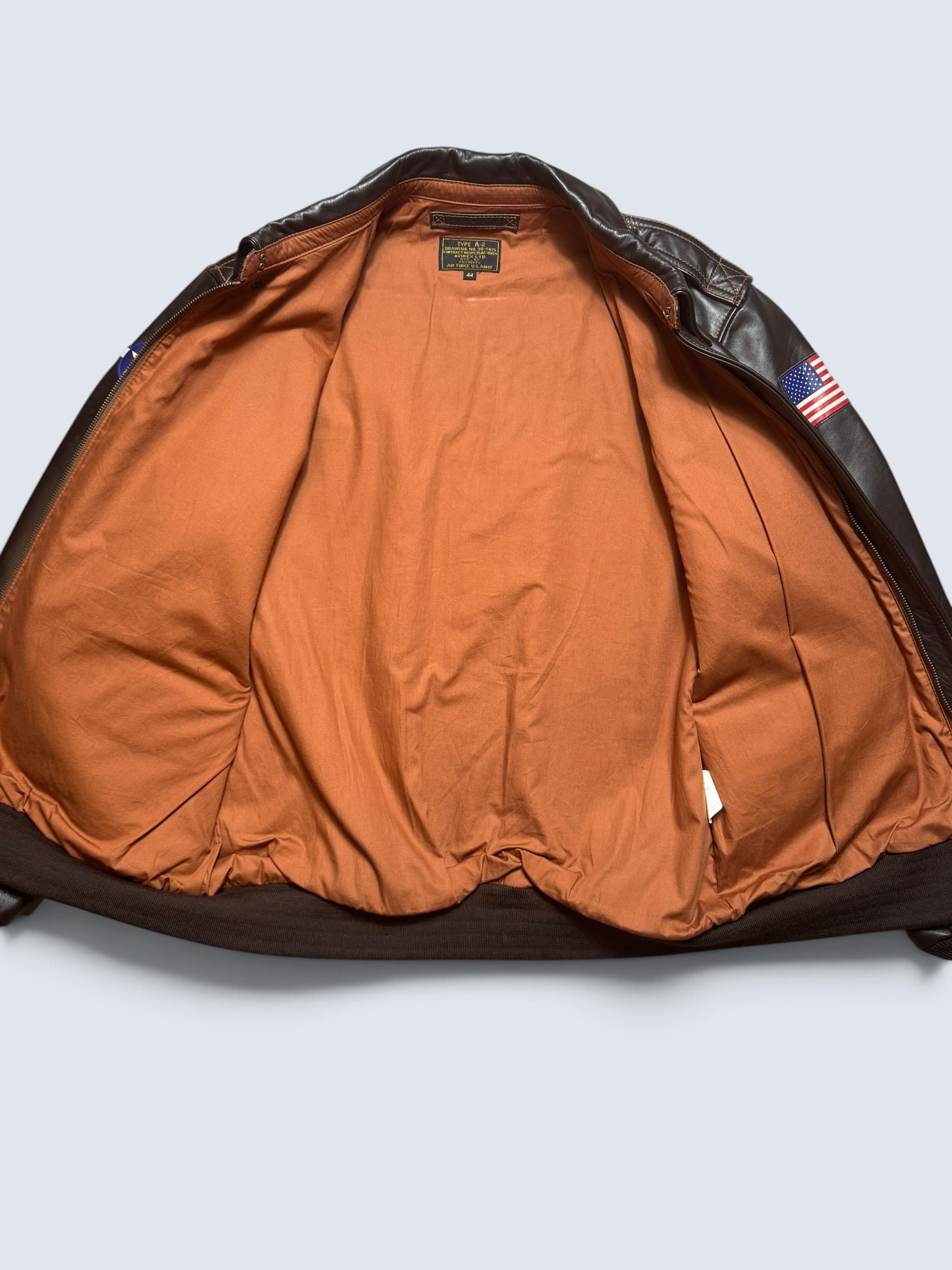 Jacket cuir cowhide flight A-2 Avirex LTD Japan exclusive usaf nose art full patch black - 44 (XL)