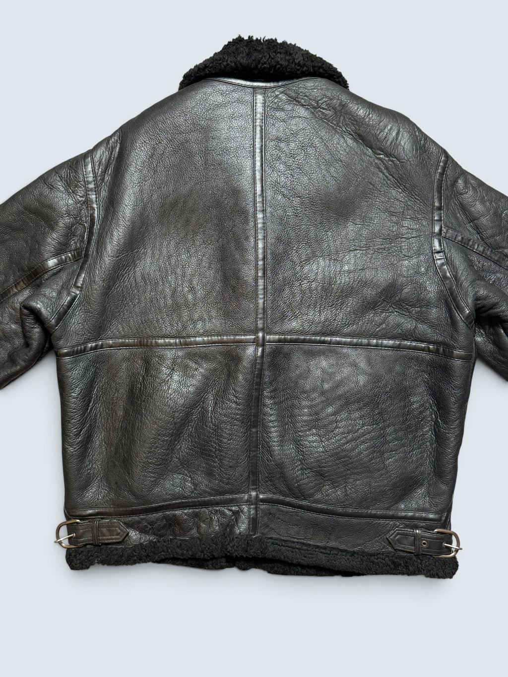 Jacket cuir bomber flight shearling aviator B-3 Aviation Co usaf black vintage 90’s - XL/XXL
