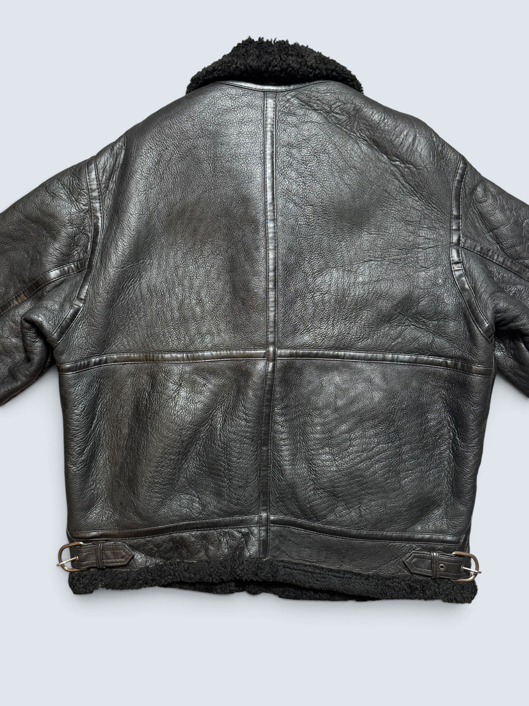 Jacket cuir bomber flight shearling aviator B-3 Aviation Co usaf black vintage 90’s - XL/XXL