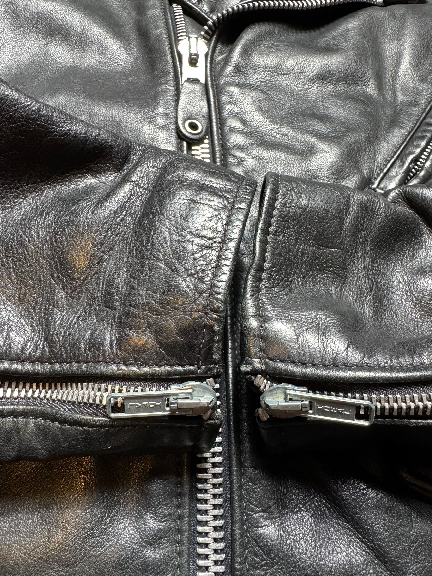 Jacket cuir biker motorcycle Perfecto Golden Bear made in USA black 80’s - 40 (M)
