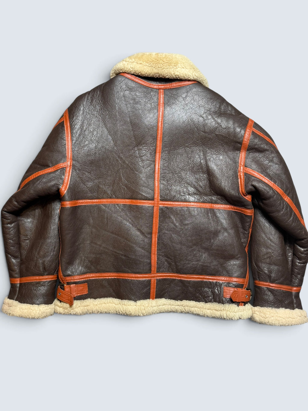 Jacket cuir bomber flight shearling aviator B-3 usaf brown vintage 80’s - XL