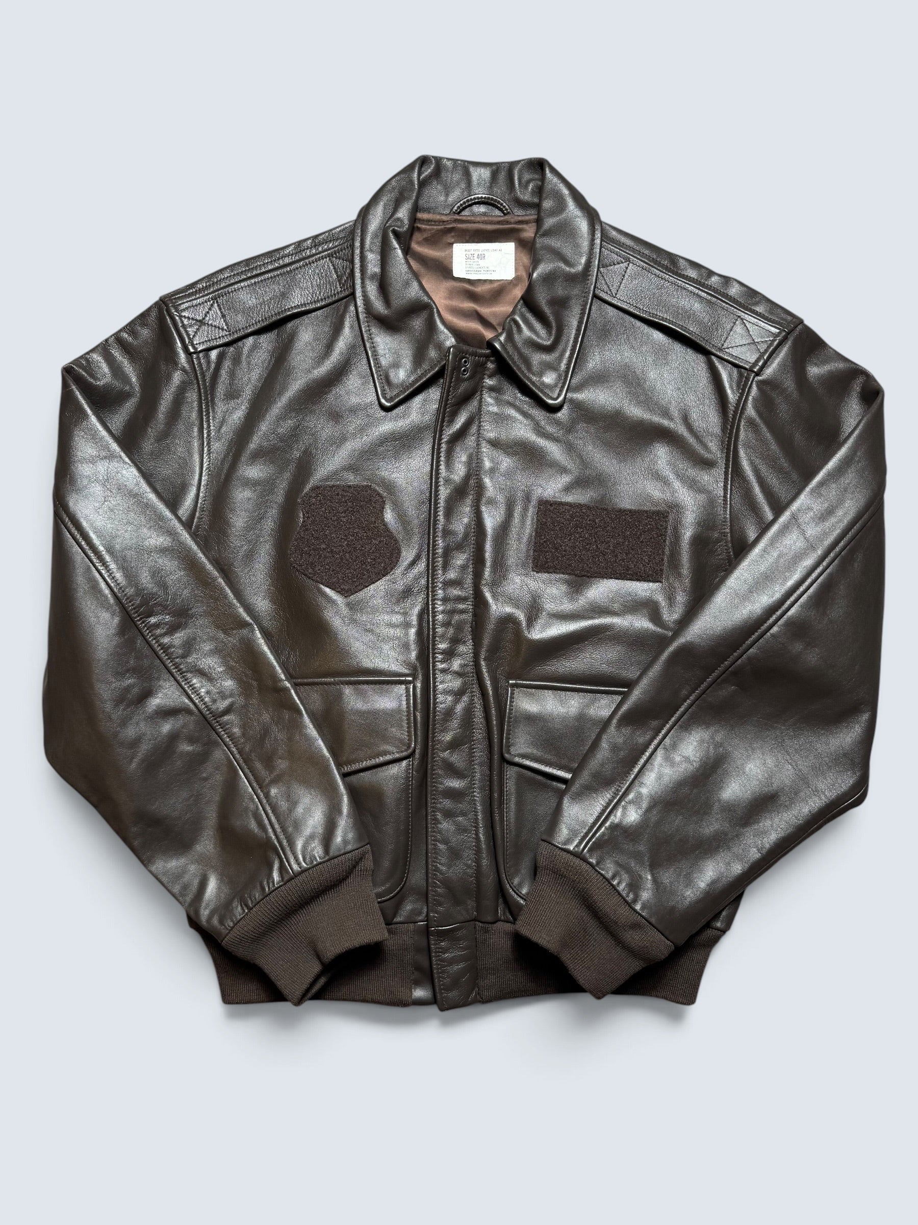 Jacket cuir bomber flight A-2 Dragon Tooth velcro patch usaf black - 40 (M/L)