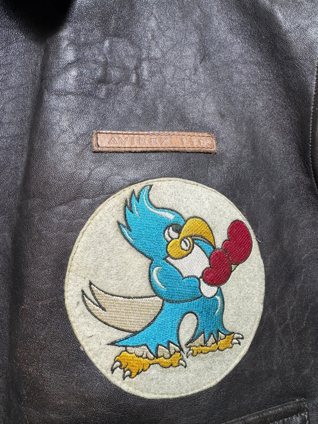 Jacket cuir flight A-2 Avirex usaf England 1941 nose art patch black 90’s - 2XL/3XL