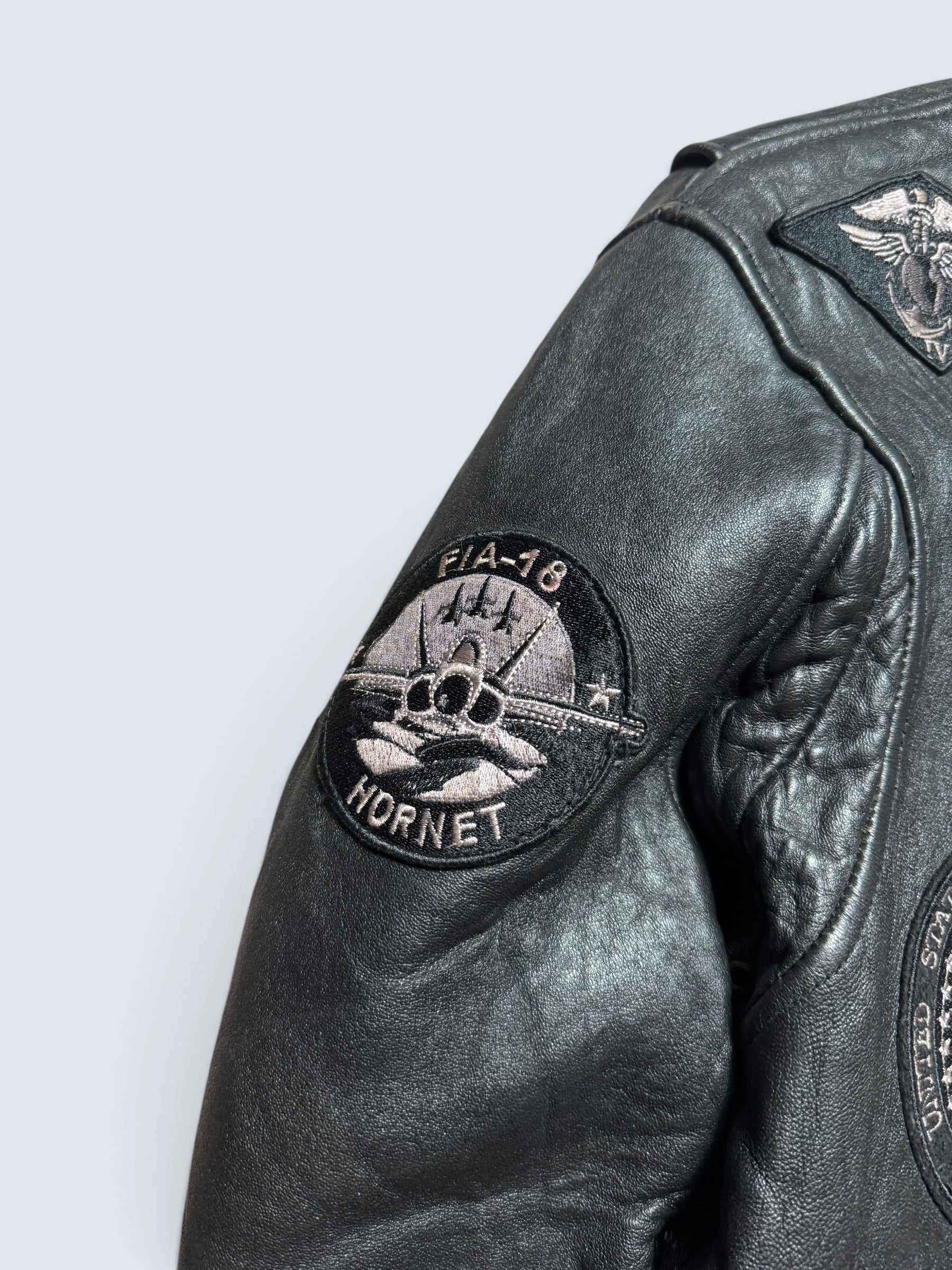 Jacket cuir cowhide flight pilot Schott NYC G-1 usn wings of gold full patch black 00's - M