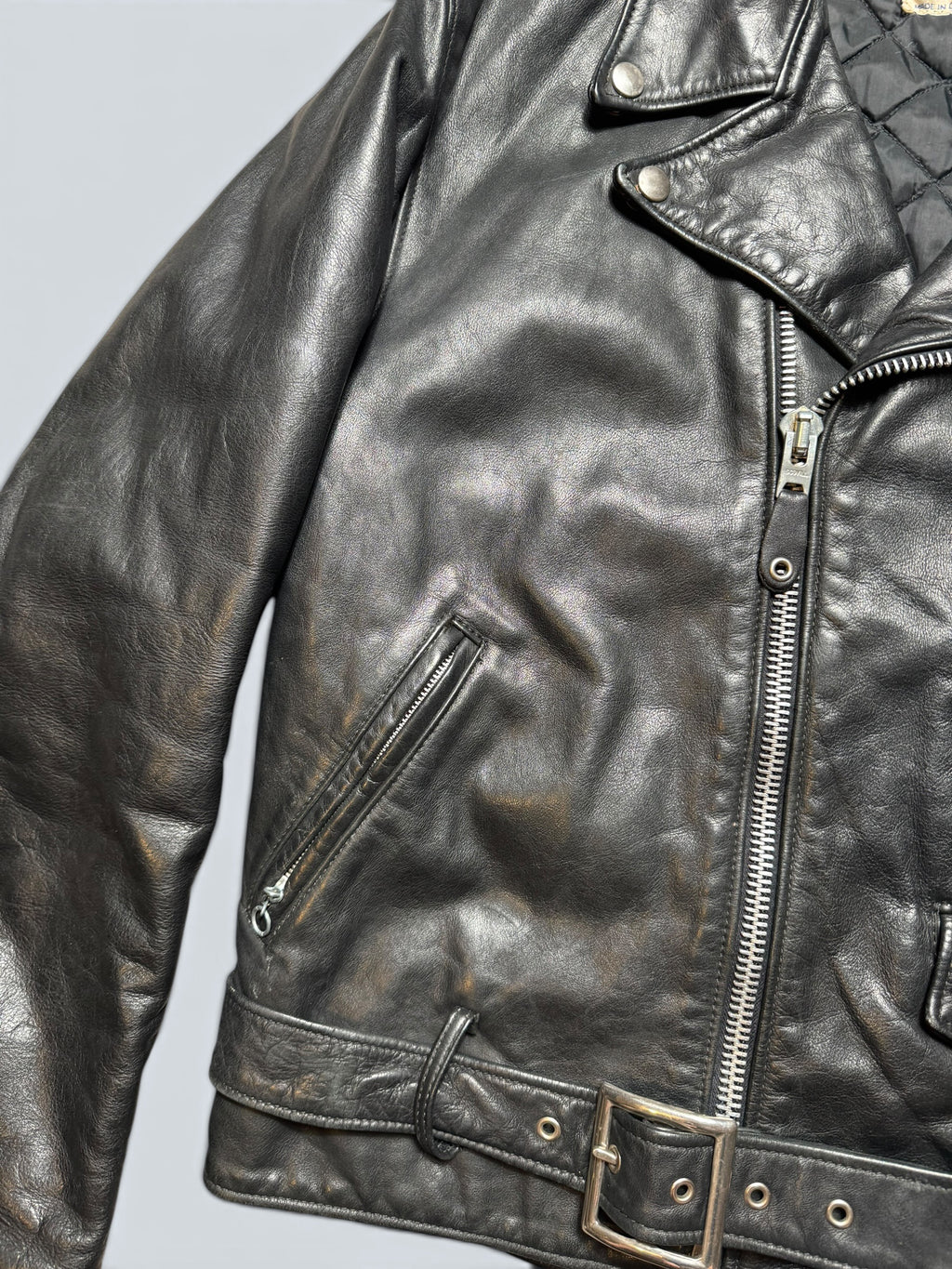 Jacket cuir biker motorcycle Perfecto Golden Bear made in USA black 80’s - 40 (M)