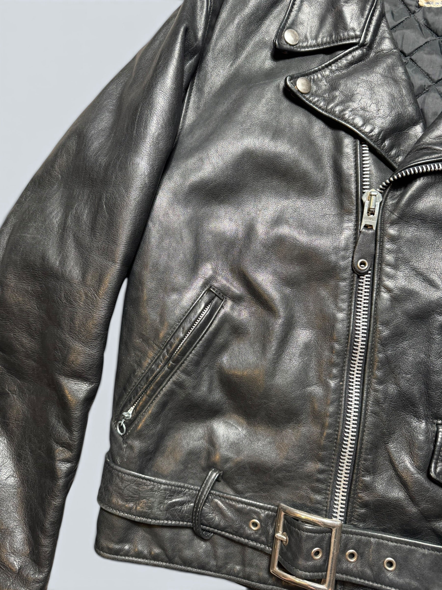 Jacket cuir biker motorcycle Perfecto Golden Bear made in USA black 80’s - 40 (M)