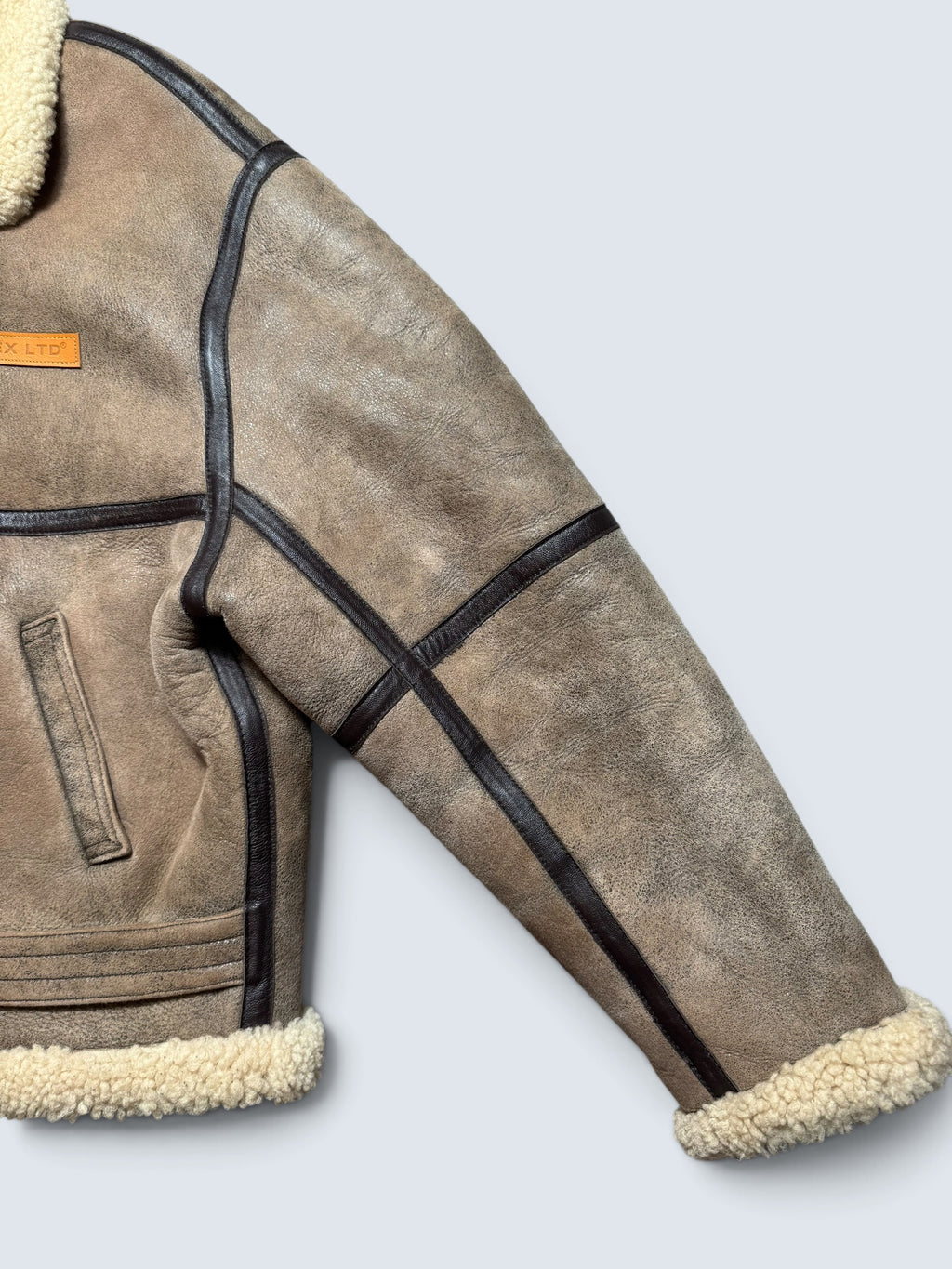 Jacket cuir flight shearling Irvin Avirex made in USA RAF grey vintage 80’s - 40 (L)