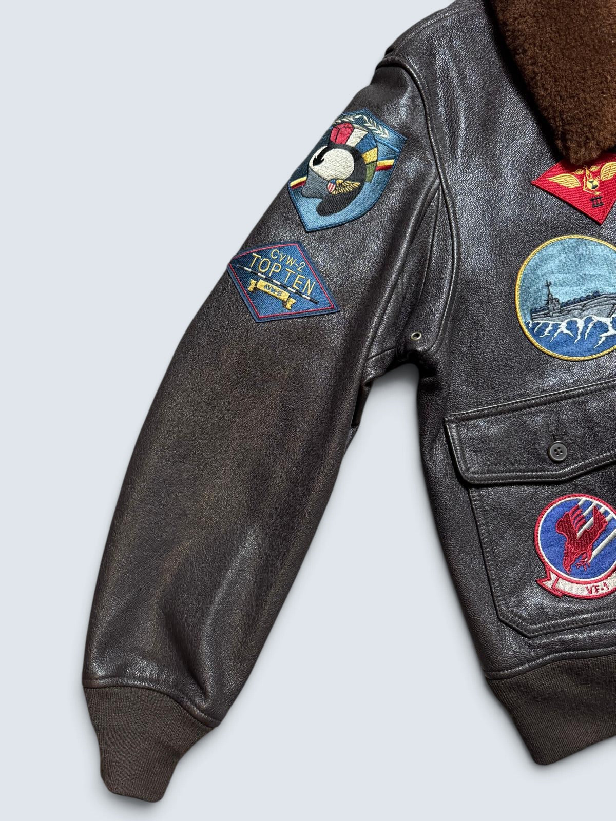 Jacket/veste cuir cowhide flight G-1 Avirex LTD Japan exclusive Top Gun usn full patch black - 44 (XL)