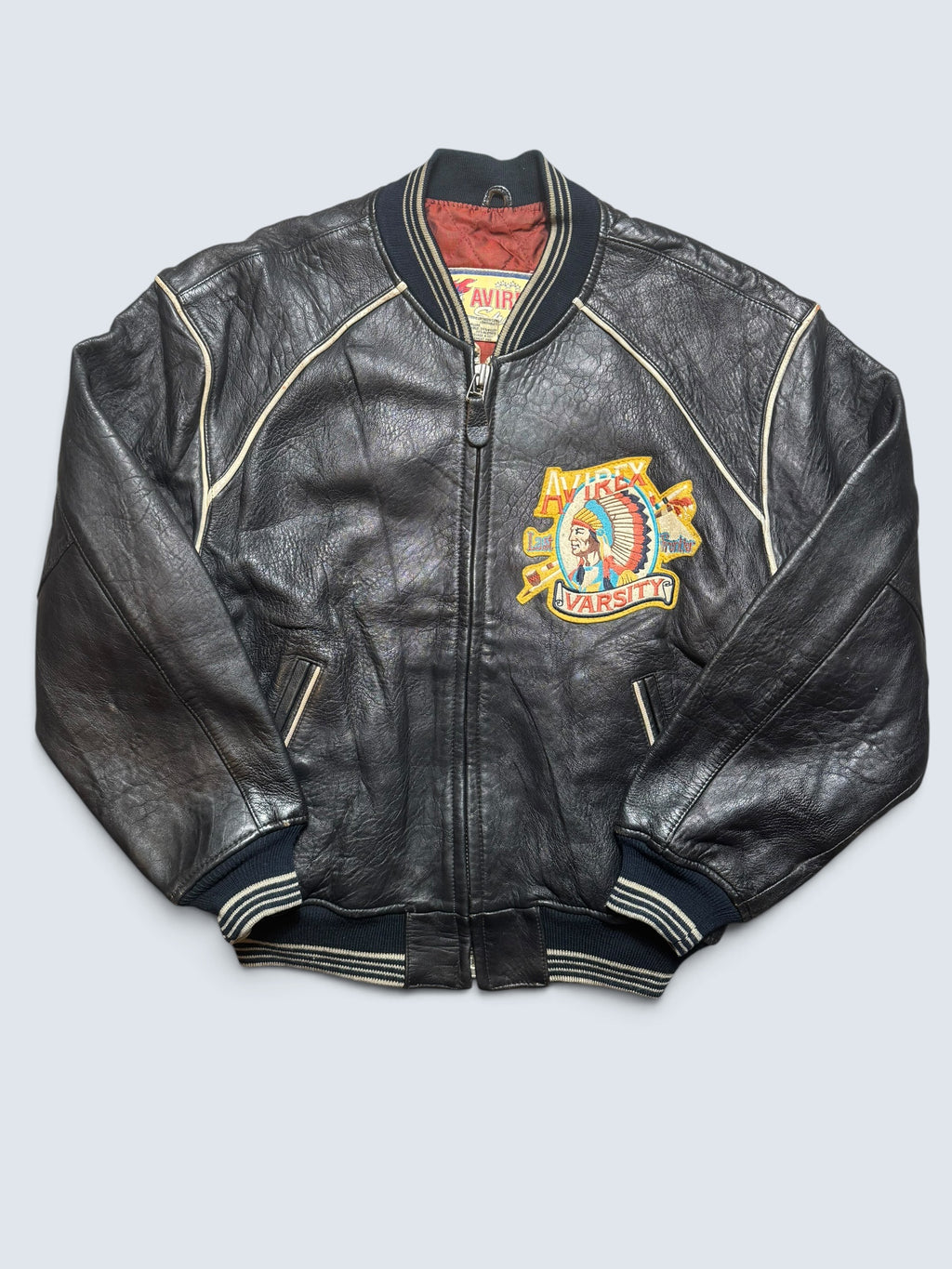 Jacket cuir varsity sport Avirex the last frontier co champs MSL black 80’s - M/L