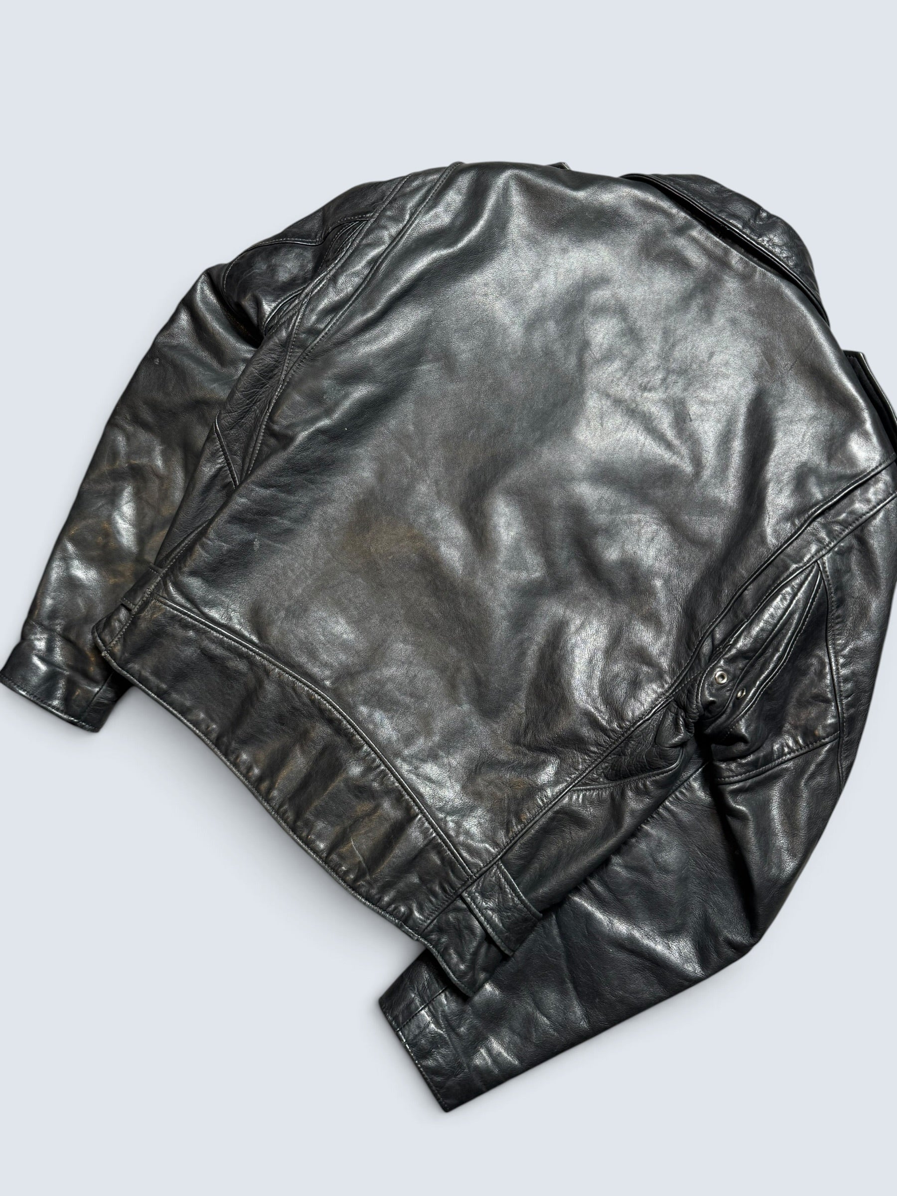 Jacket cuir biker motorcycle Perfecto Golden Bear made in USA black 80’s - 40 (M)