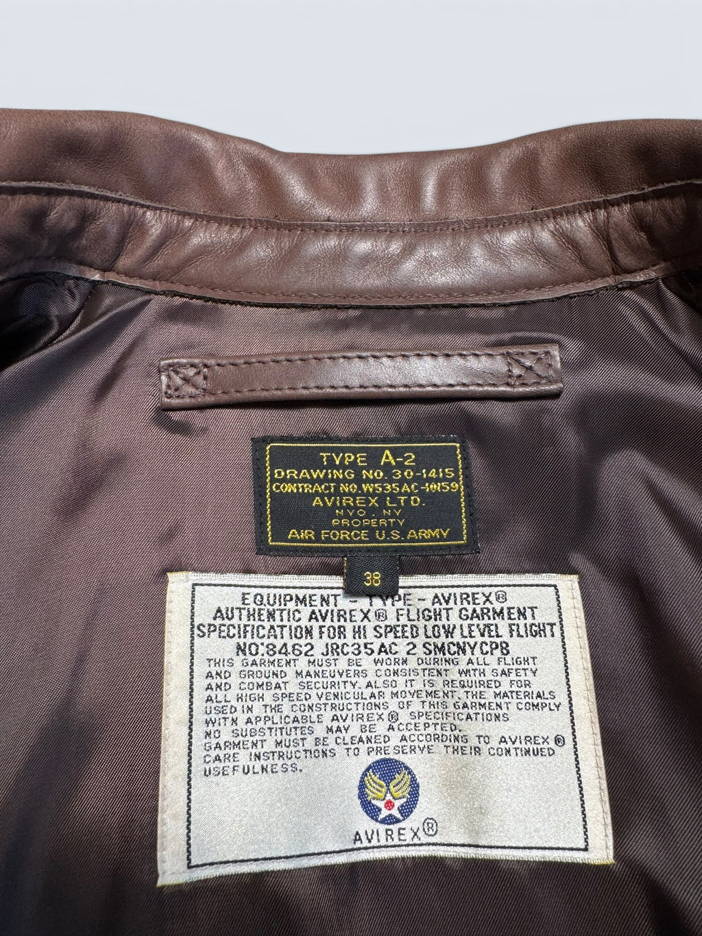 Jacket cuir cowhide flight A-2 Avirex LTD usaf flying tigers full patch brown - 38 (S/M)