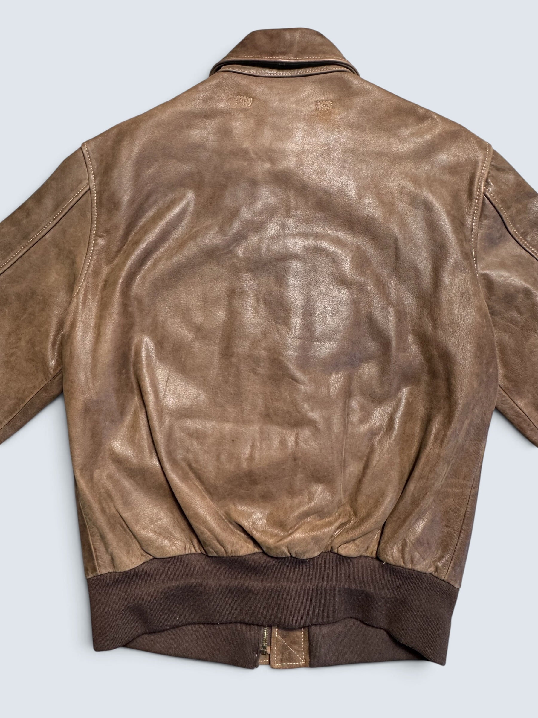 Jacket cuir cowhide flight A-2 Willis & Geiger usa usaf patch brown 90’s - 36 (S/M)