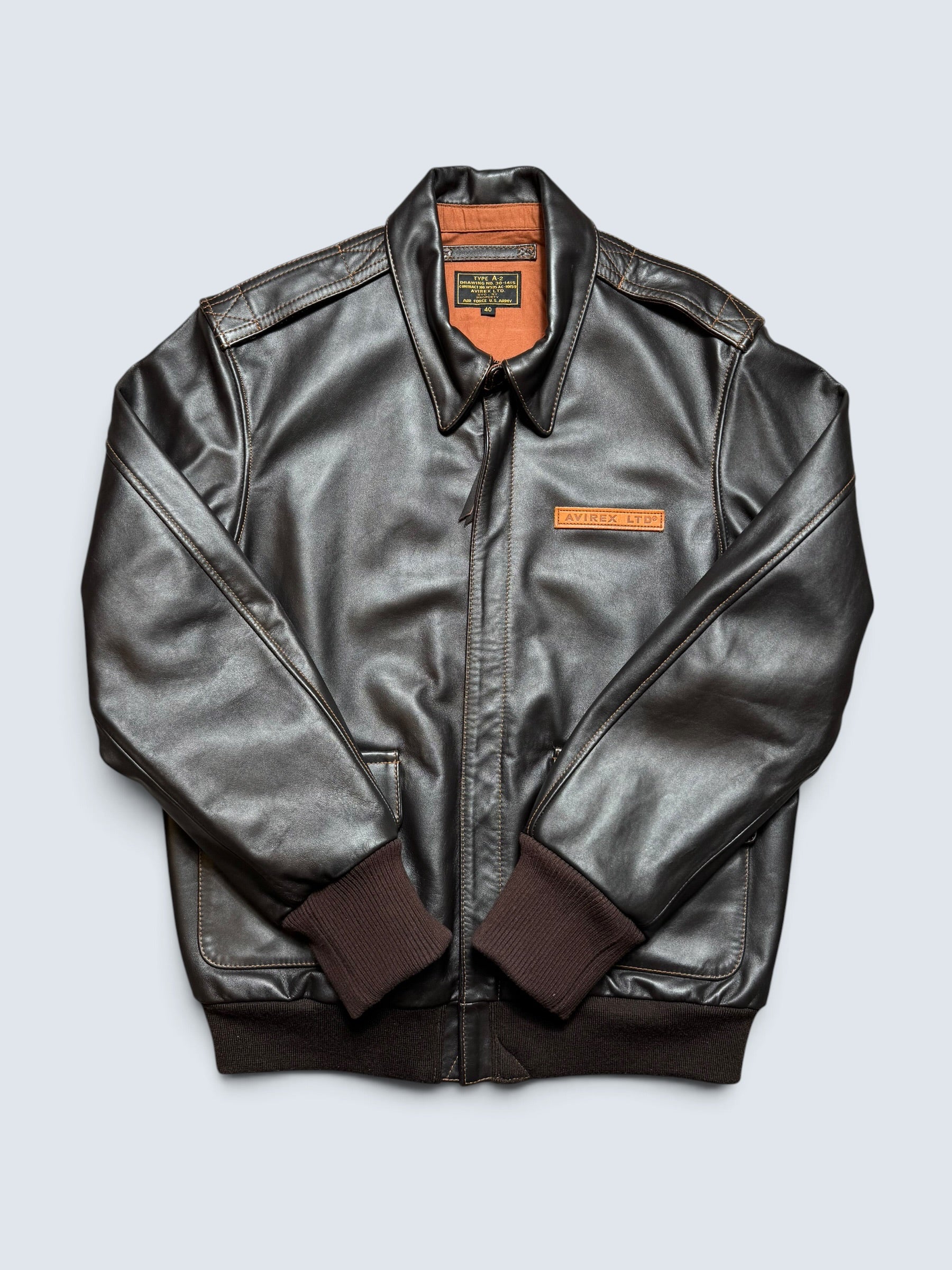 Jacket cuir cowhide flight A-2 Avirex LTD Japan exclusive usaf patch black - 40 (M)