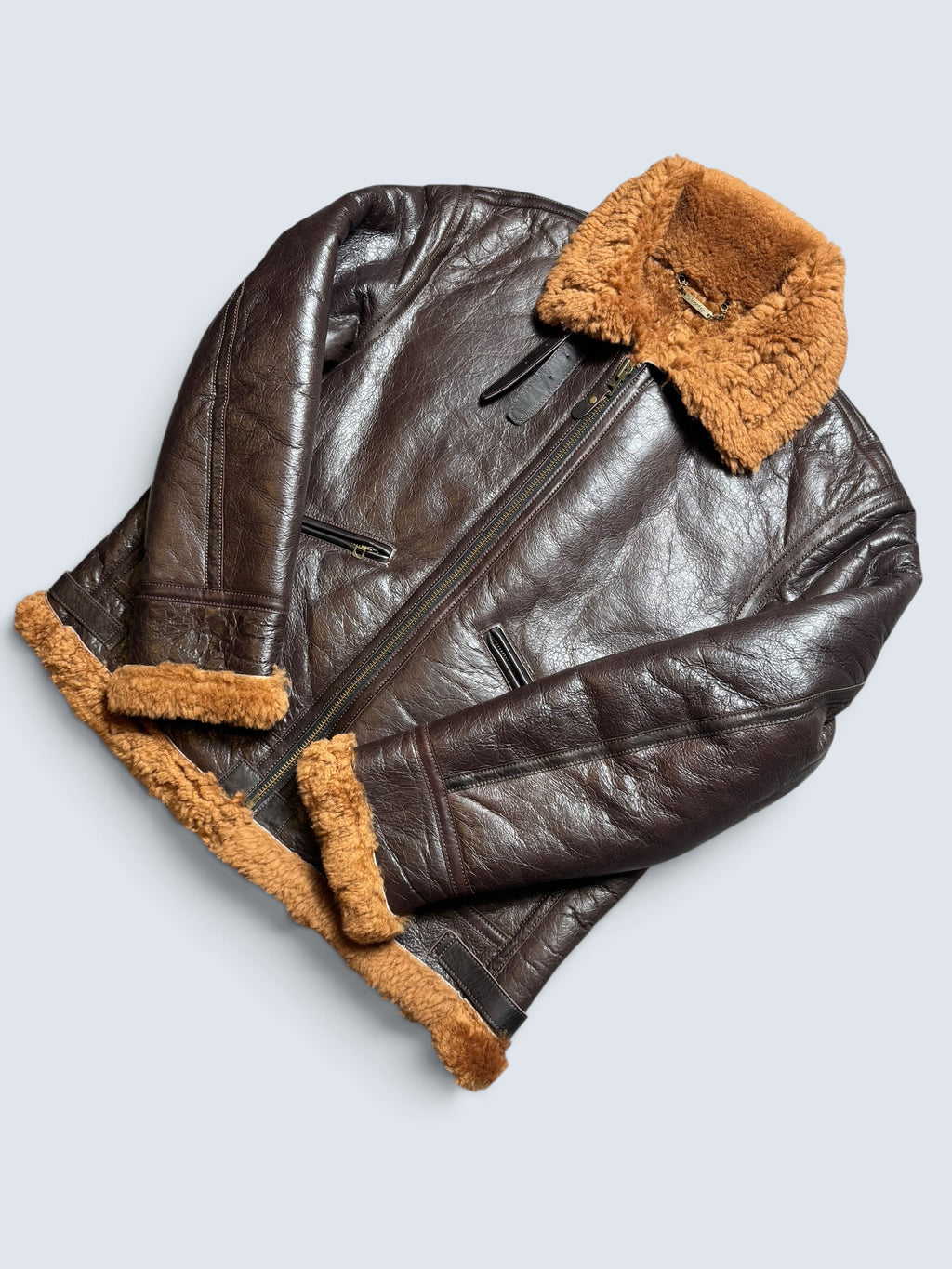 Jacket cuir flight shearling B-3 Horsehide Curphey usaf brown 00’s - 42 (XL)