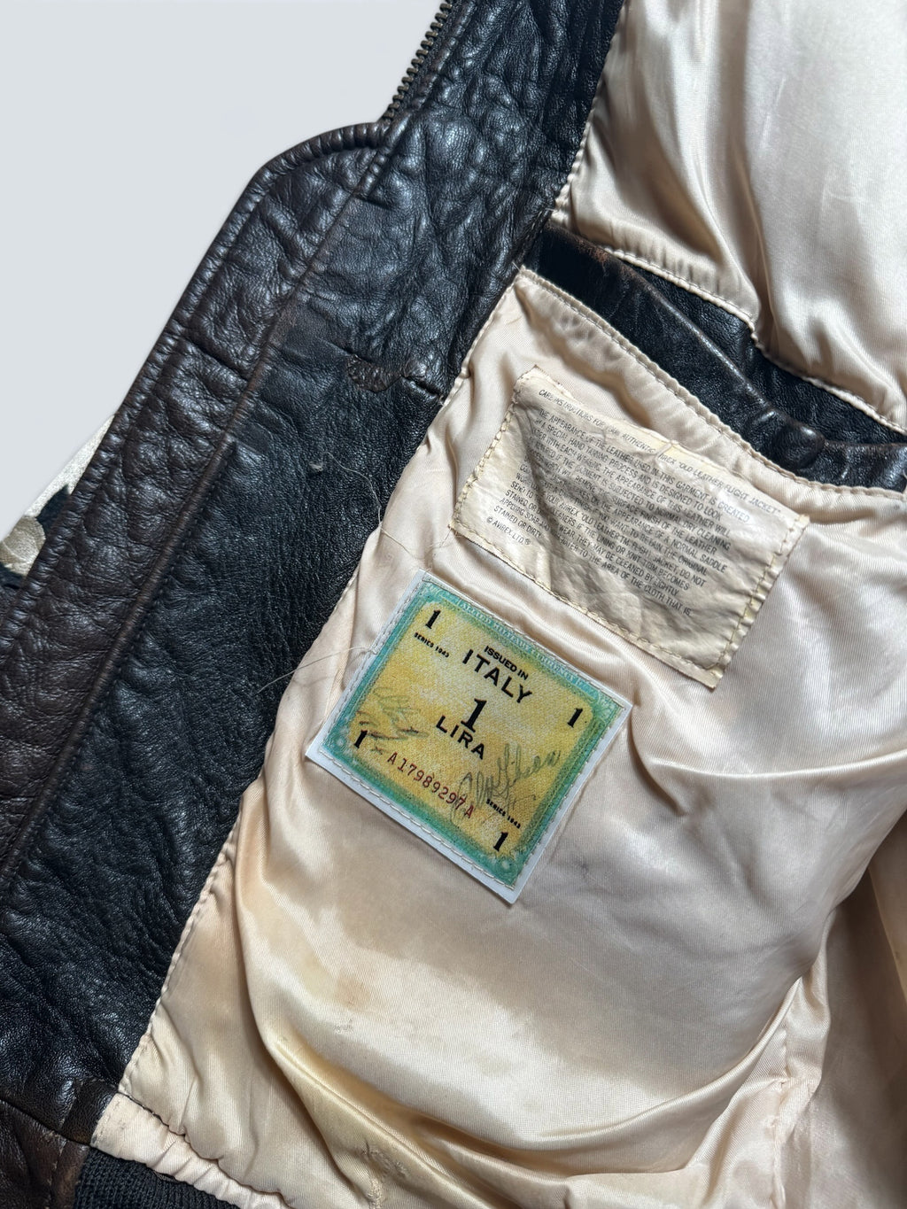 Jacket cuir cowhide flight G-1 Avirex usn full patch Mig-29 brown 1990 - XS/S