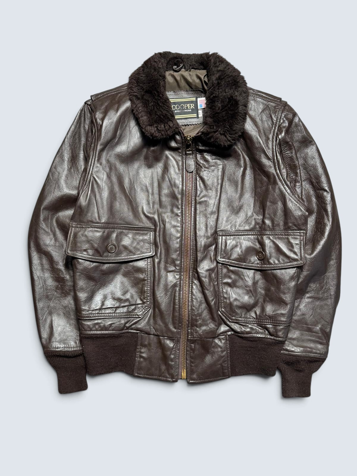 Jacket cuir cowhide flight G-1 Cooper made in USA usn black 80’s - 38 (M)
