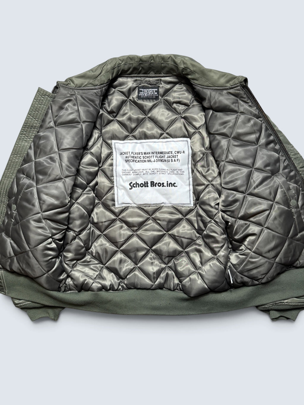 Jacket bomber fly Schott Bros nyc CWU-R/45P usaf kaki/grey vintage 90’s - L/XL