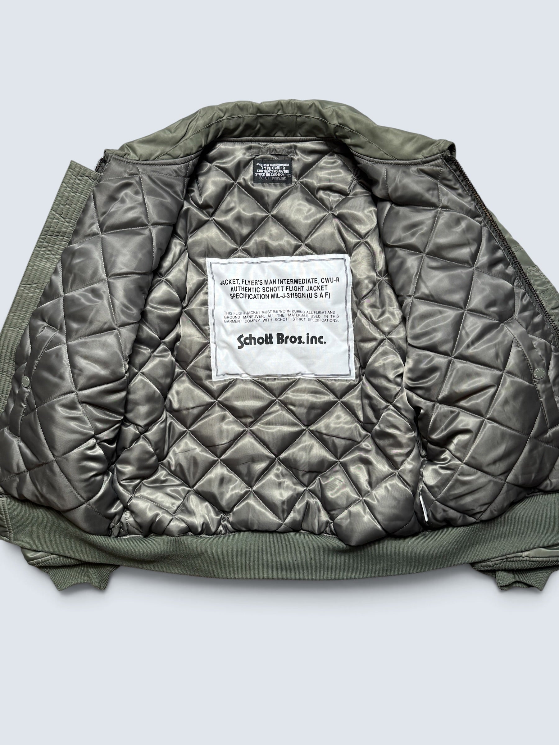 Jacket bomber fly Schott Bros nyc CWU-R/45P usaf kaki/grey vintage 90’s - L/XL