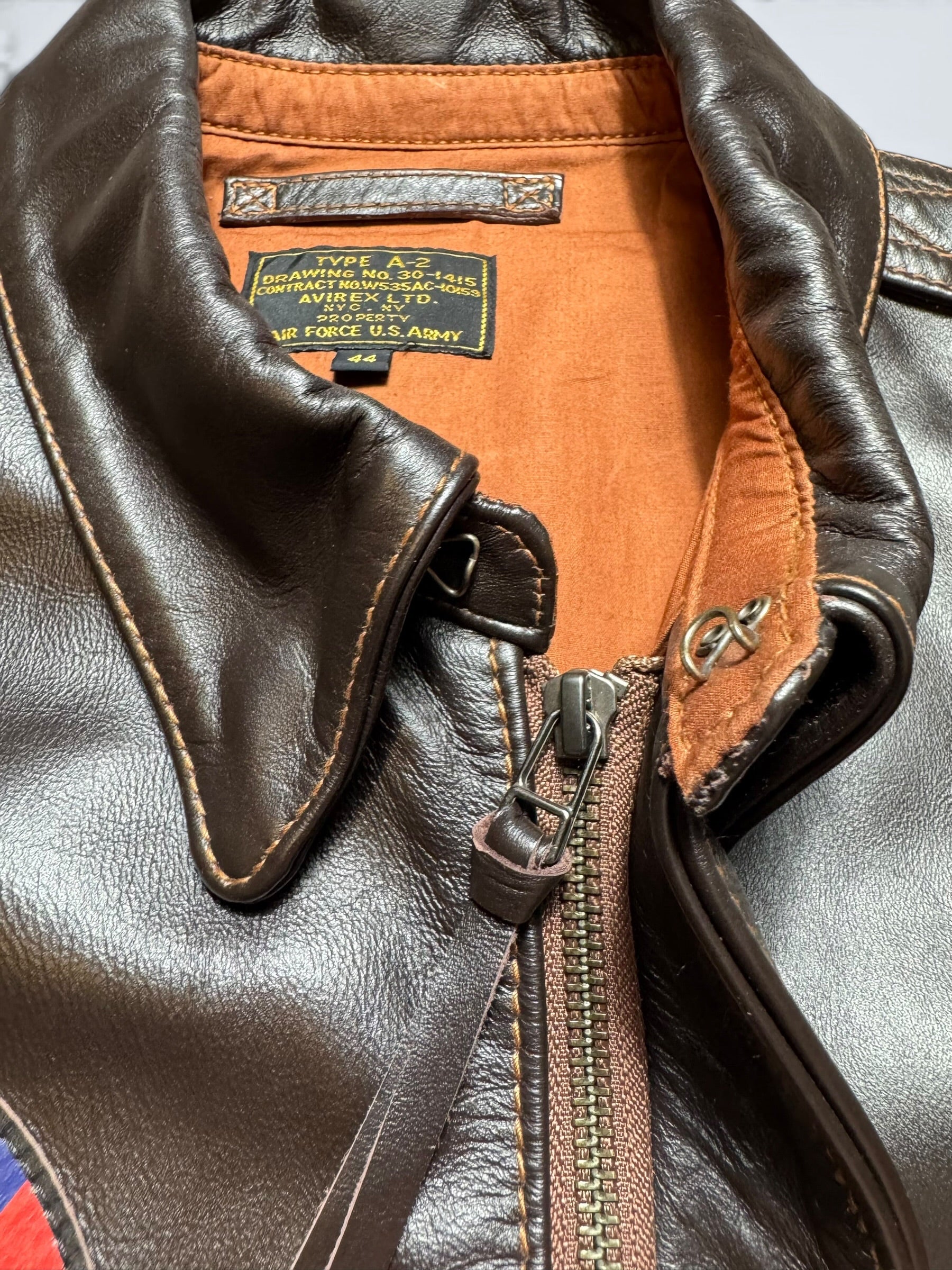 Jacket cuir cowhide flight A-2 Avirex LTD Japan exclusive usaf nose art full patch black - 44 (XL)