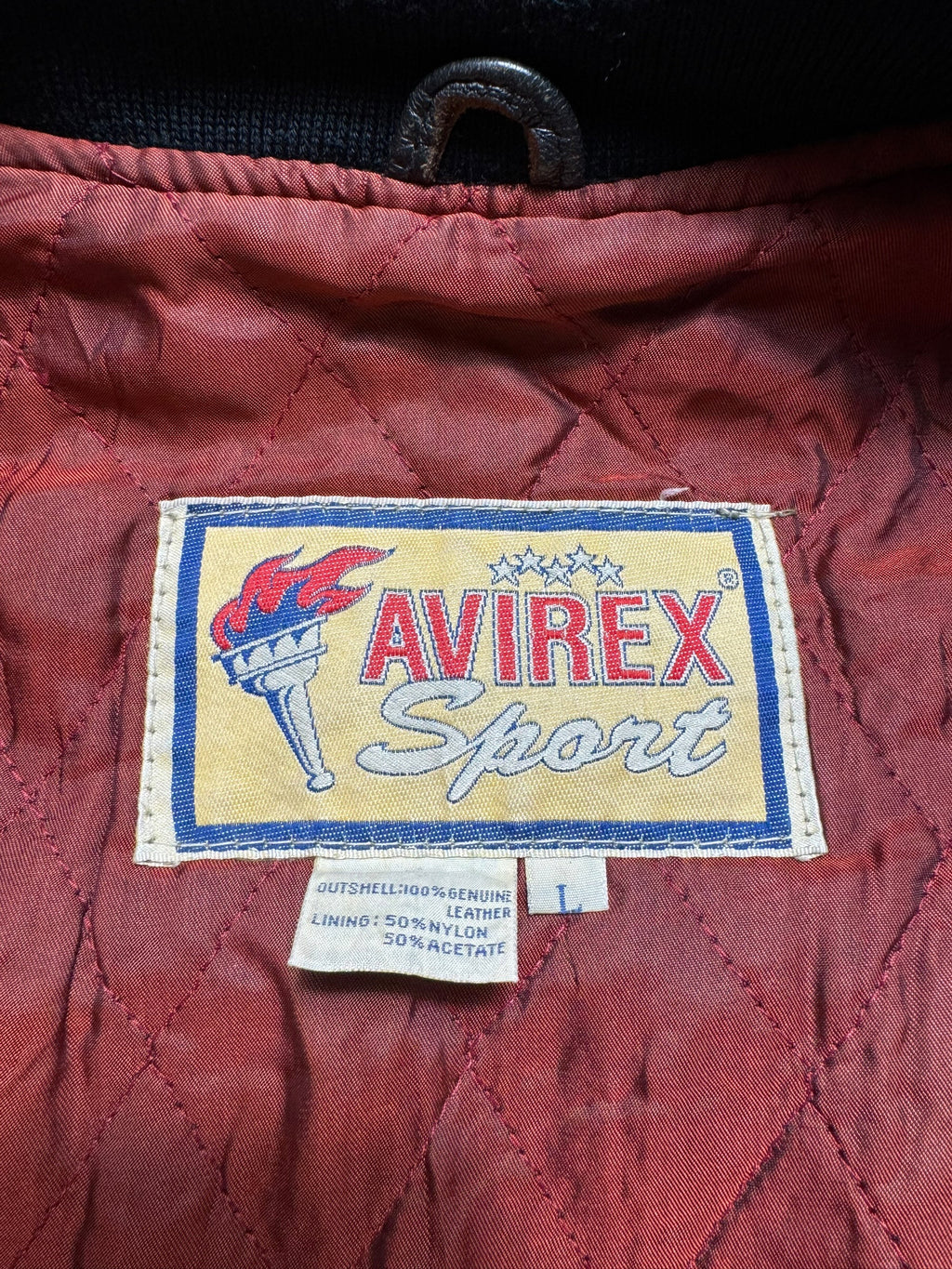 Jacket cuir varsity sport Avirex the last frontier co champs MSL black 80’s - M/L