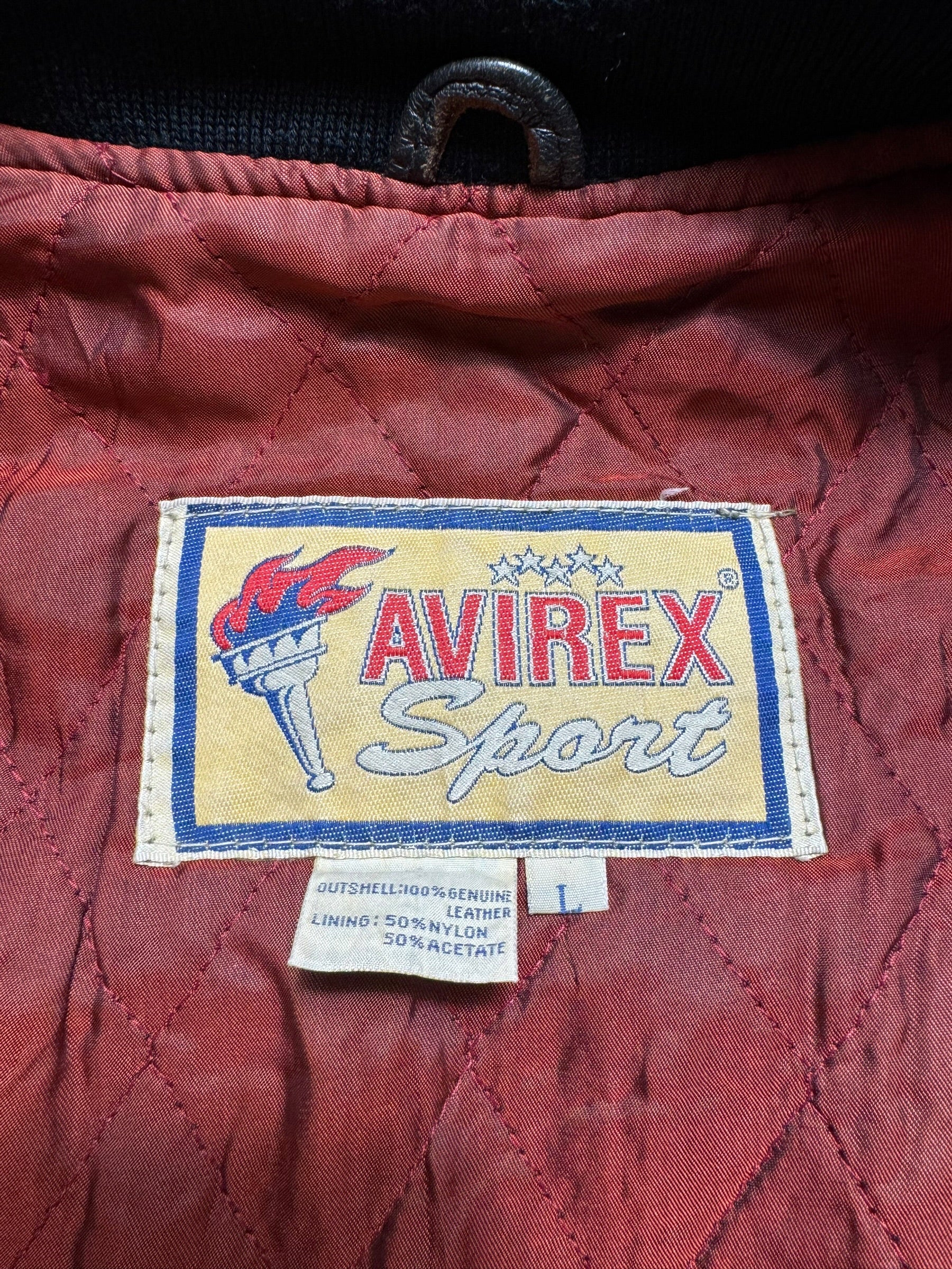 Jacket cuir varsity sport Avirex the last frontier co champs MSL black 80’s - M/L