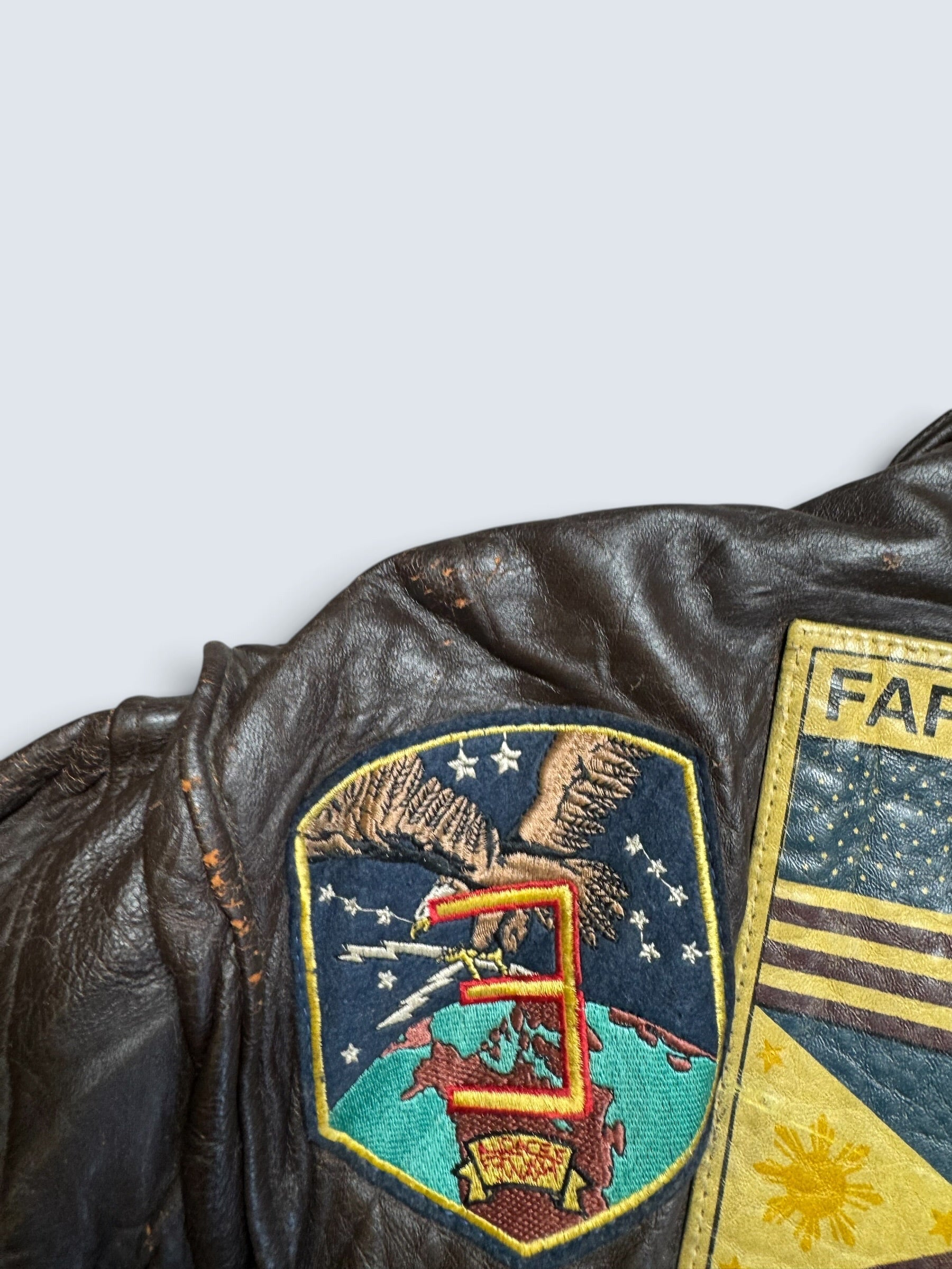 Jacket cuir cowhide flight G-1 Avirex Top Gun usn full patch black vintage 90’s - S/M
