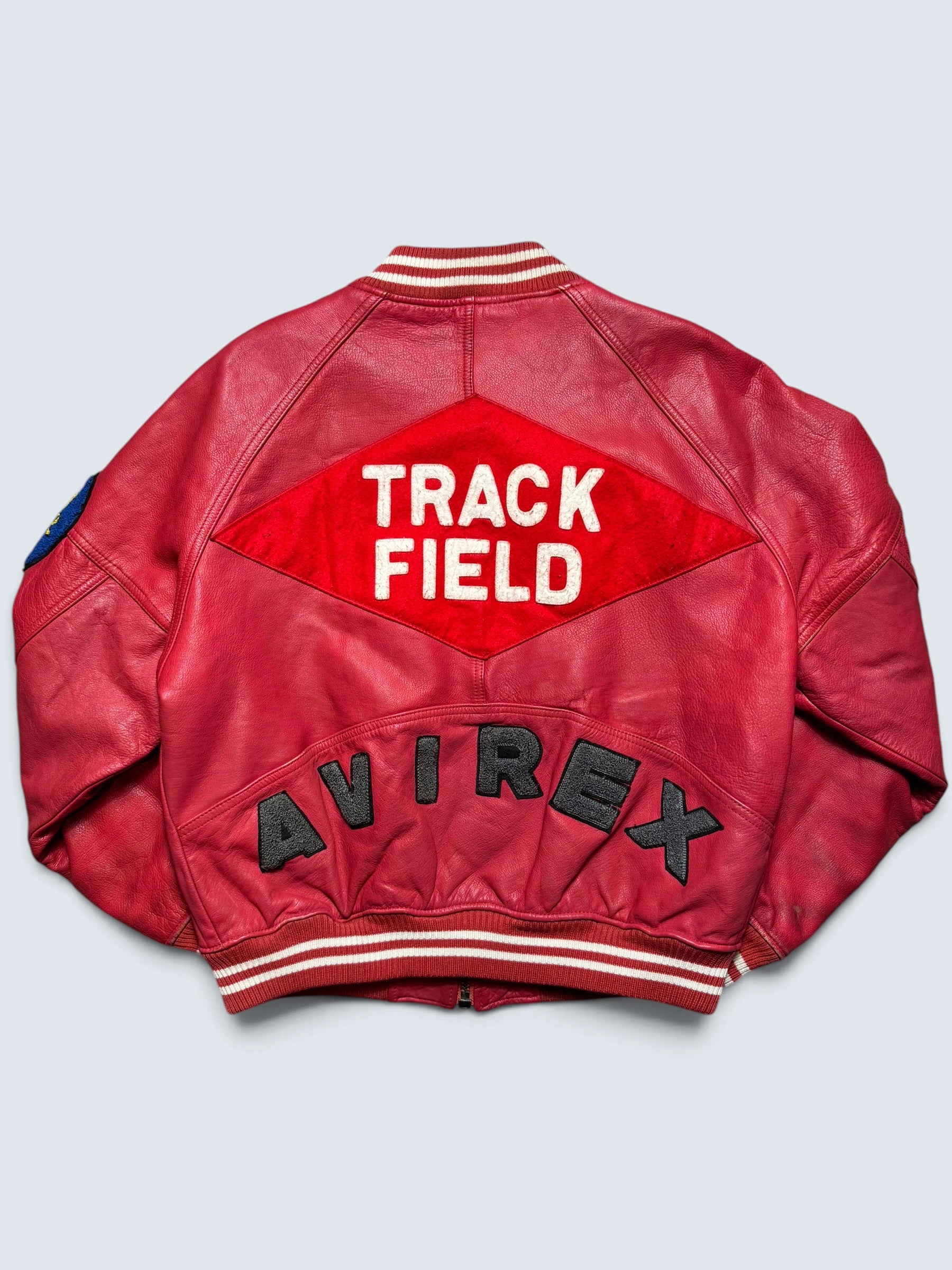Jacket cuir varsity baseball Avirex ltd made in USA track field red vintage 80/90’s - M
