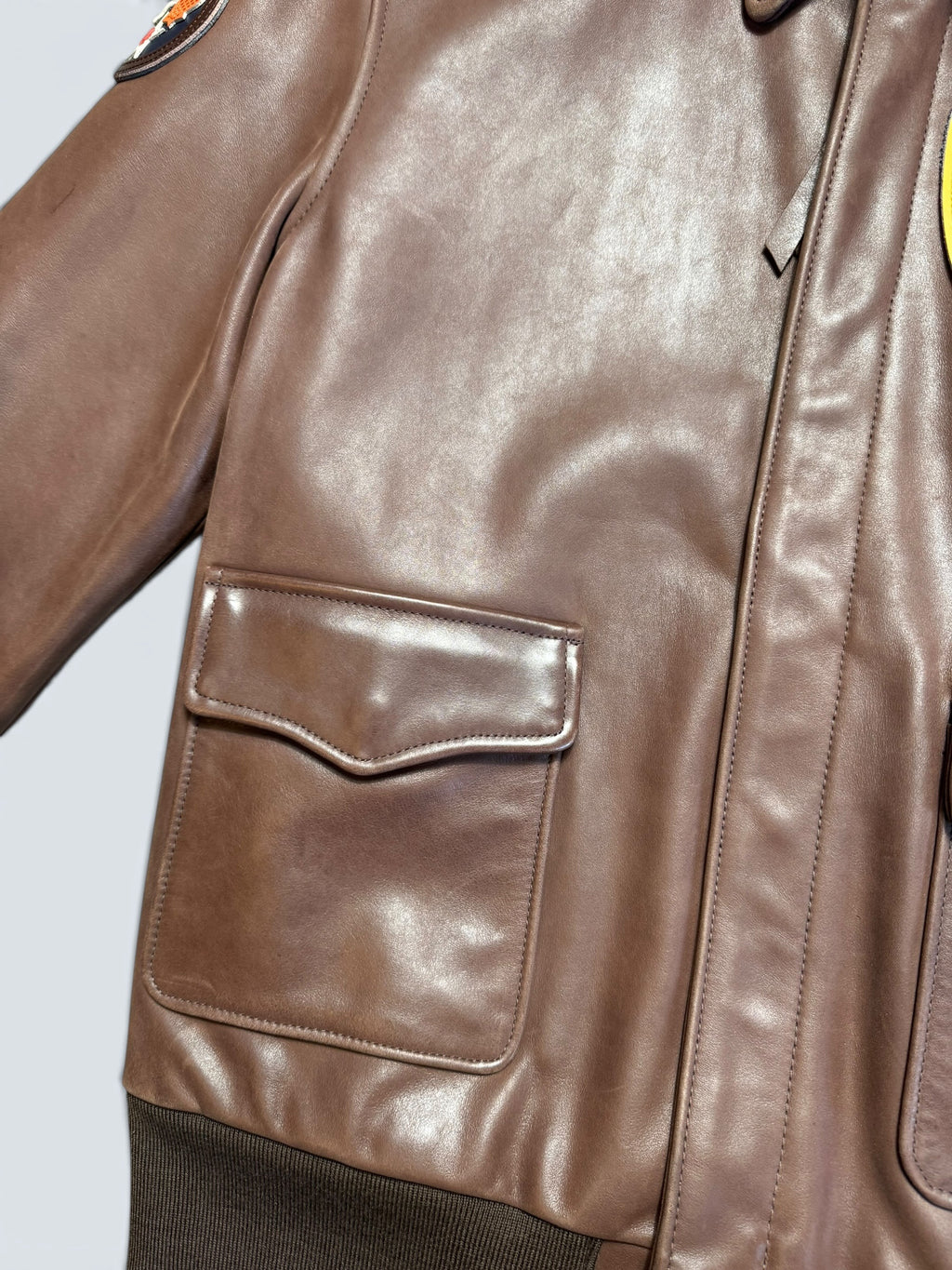 Jacket cuir cowhide flight A-2 Avirex LTD usaf flying tigers full patch brown - 38 (S/M)