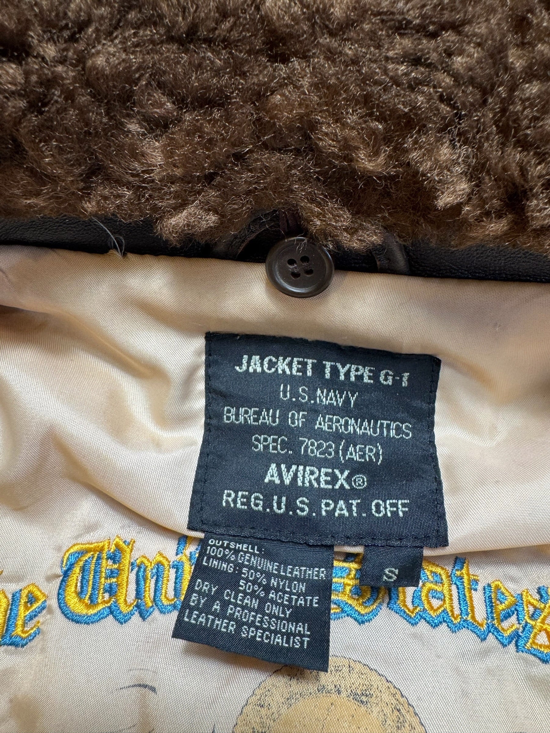 Jacket cuir cowhide flight G-1 col shearling Avirex Japan usn black 90’s - S/M