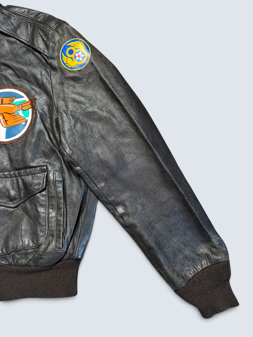 Jacket cuir flight A-2 Schott usa usaf Shoo Shoo Baby nose art patch black 80’s - 42 (M/L)