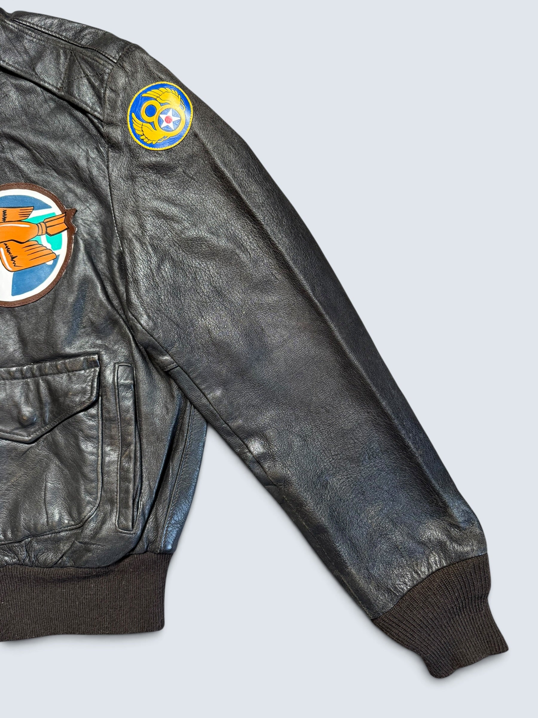 Jacket cuir flight A-2 Schott usa usaf Shoo Shoo Baby nose art patch black 80’s - 42 (M/L)