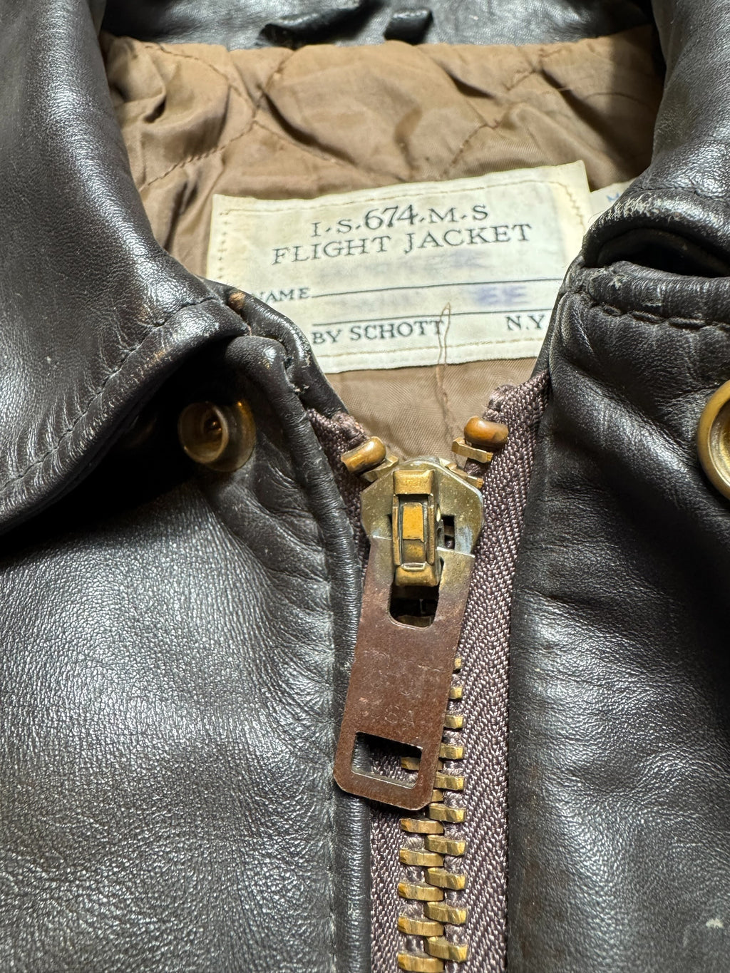 Jacket cuir cowhide flight bomber Schott NYC 674MS made in USA black 80’s - 44 (L)