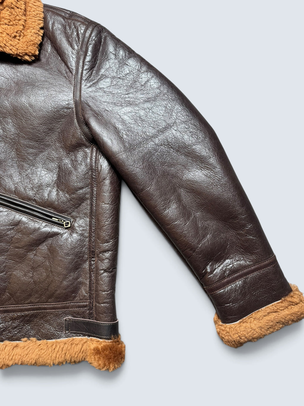 Jacket cuir flight shearling B-3 Horsehide Curphey usaf brown 00’s - 42 (XL)