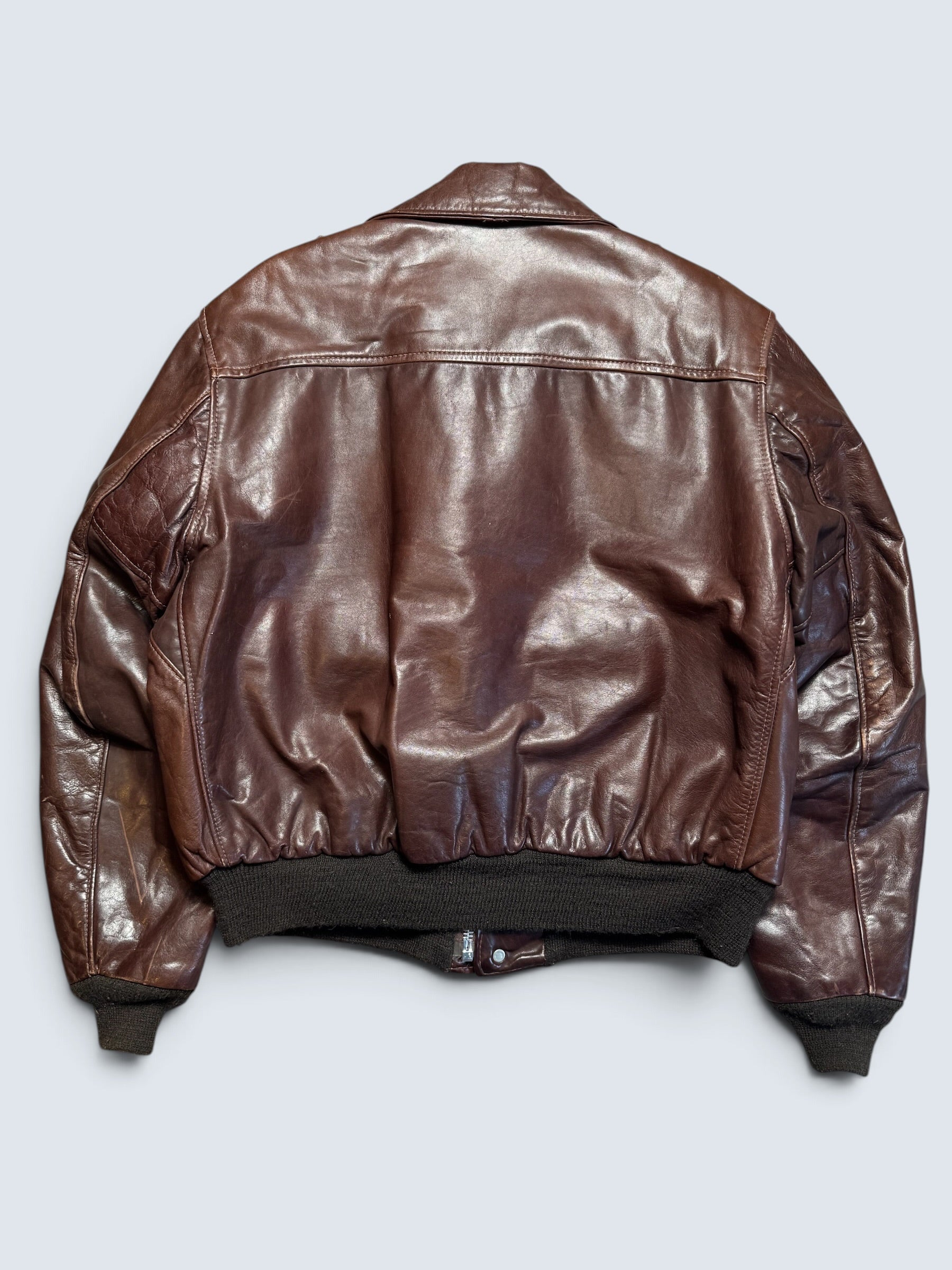 Jacket cuir cowhide flight bomber Schott NYC 674MS made in USA brown 70’s - 46 (XL)