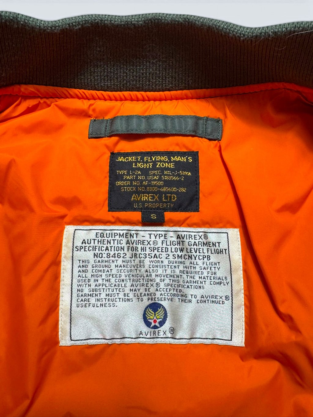 Jacket bomber flight L-2b Avirex ltd top gun usaf full patch kaki vintage 00’s - XS