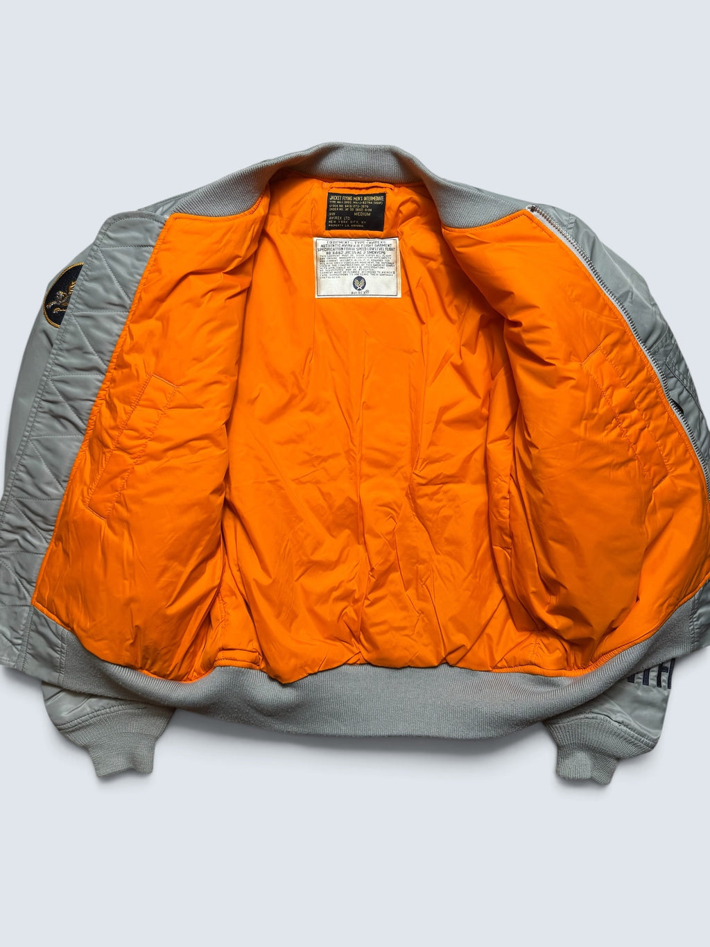 Jacket nylon bomber flight Ma-1 Avirex LTD Japan exclusive Flying Circus embroidery grey 00's - M