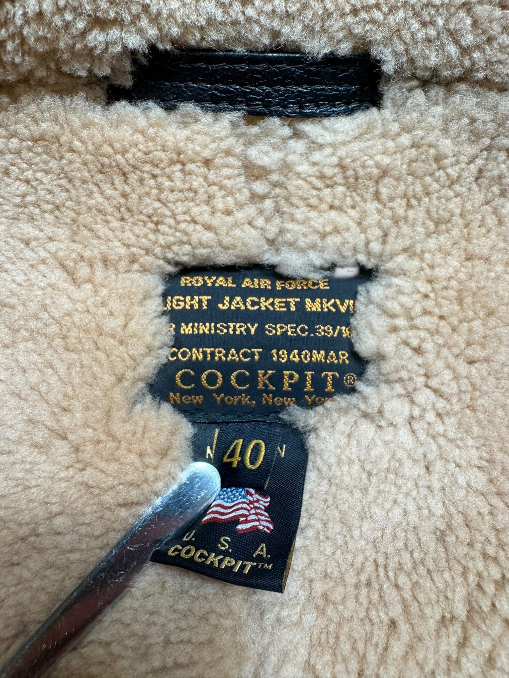 Jacket cuir flight shearling Irvin Cockpit made in USA RAF brown vintage 00’s - 40 (M/L)