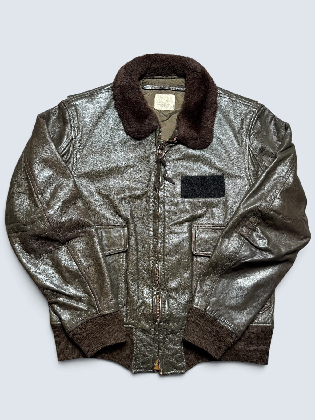 Jacket cuir goatskin flight G-1 original US Navy Ralph Edwards 1984 Cold War Era - 40 (M/L)