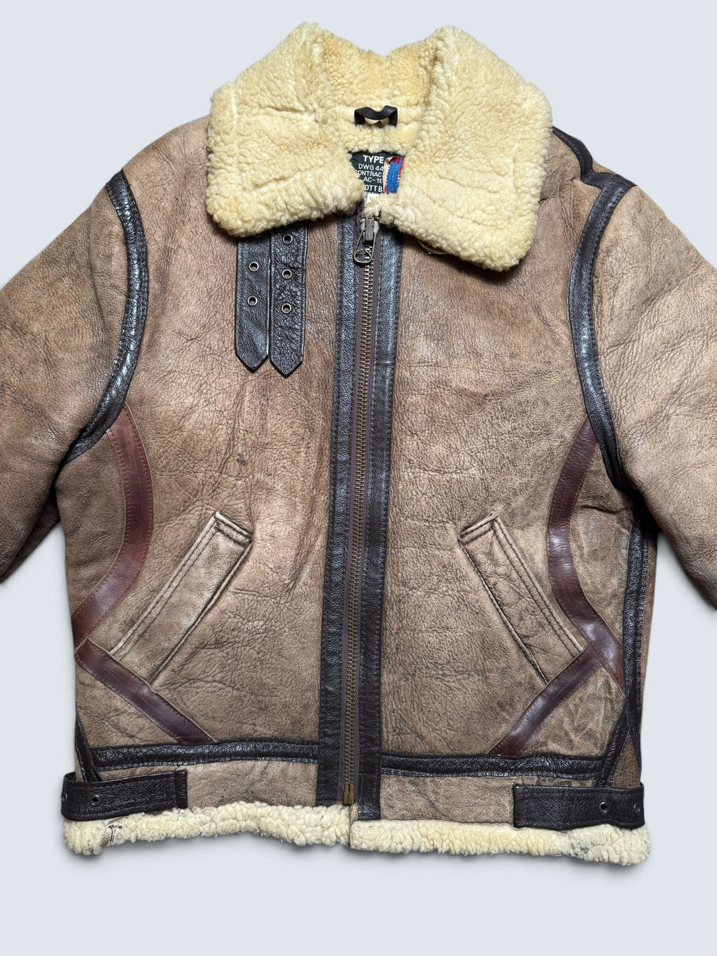 Jacket cuir flight shearling B-3 Schott made in USA usaf brown vintage 80’s - 38 (M)