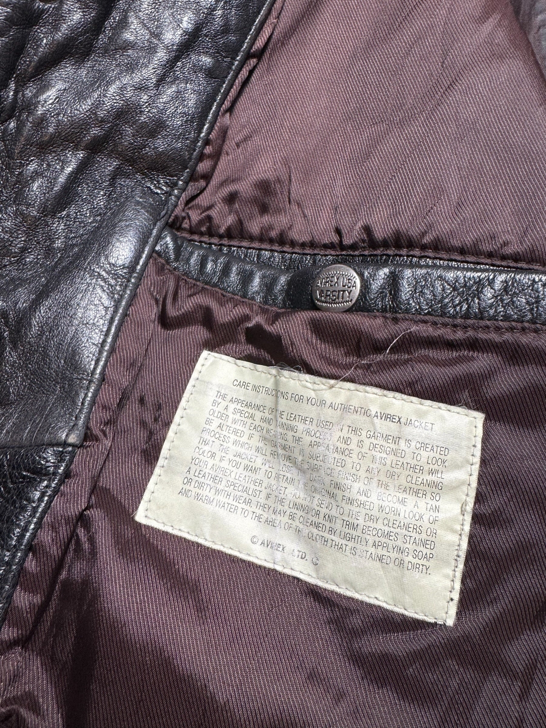 Jacket cuir cowhide varsity sport Avirex superbike team usa burgundy vintage 90's - XL