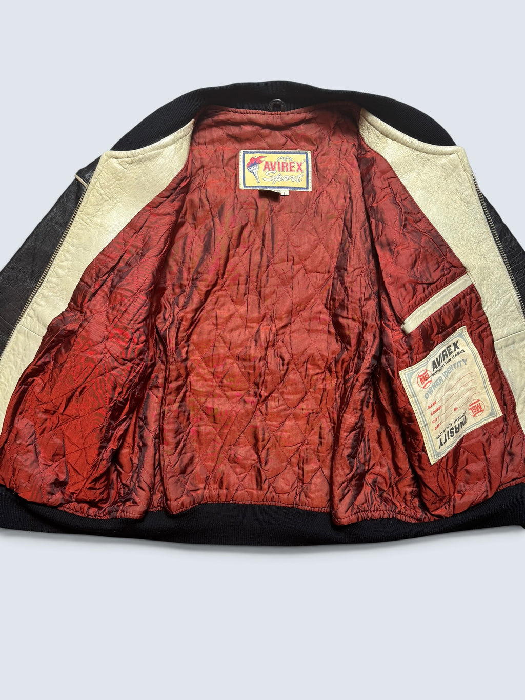 Jacket cuir varsity sport Avirex the last frontier co champs MSL black 80’s - M/L