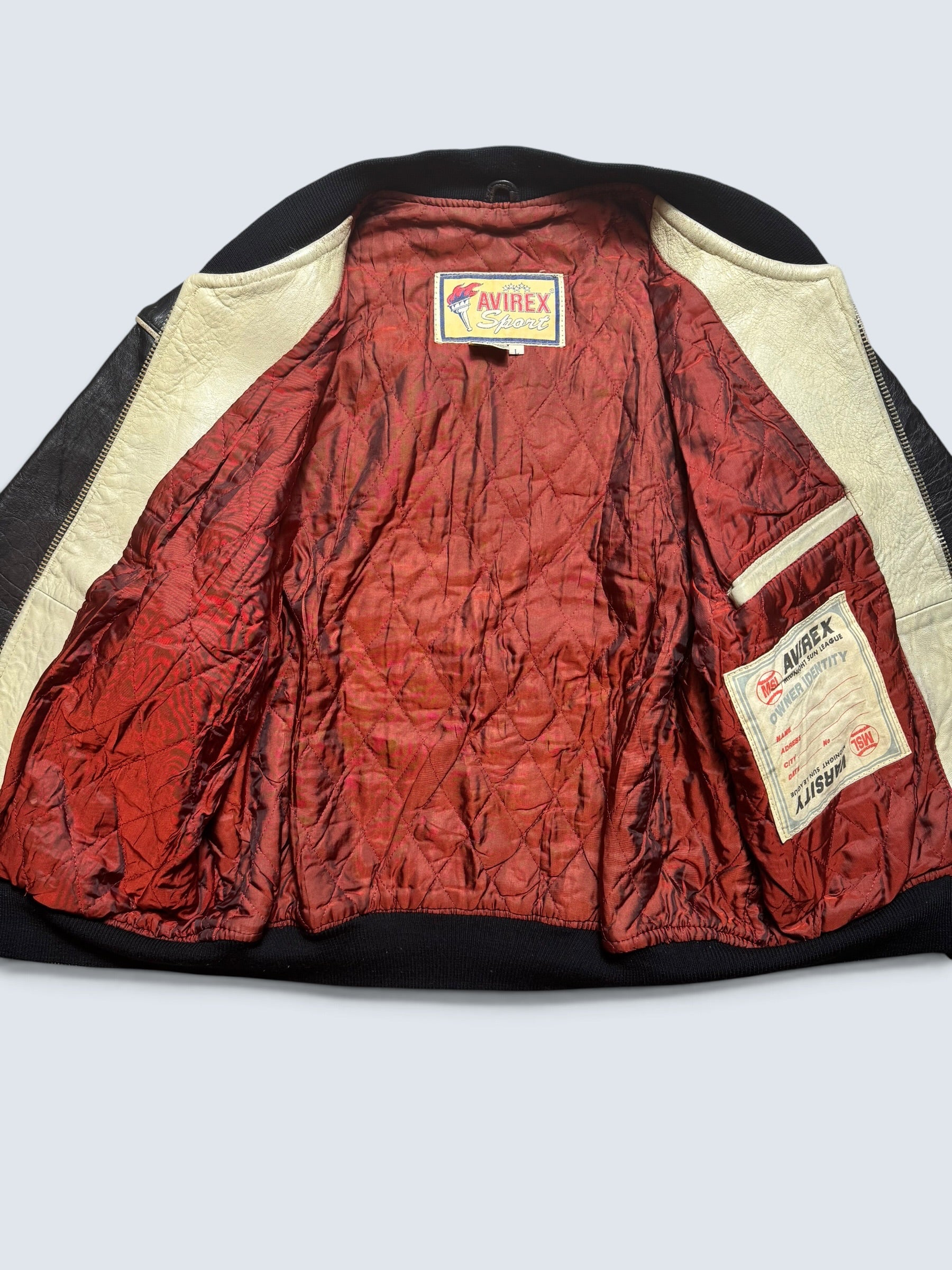 Jacket cuir varsity sport Avirex the last frontier co champs MSL black 80’s - M/L
