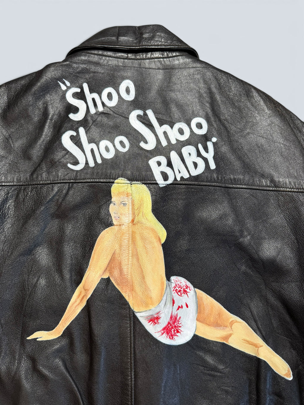 Jacket cuir flight A-2 Schott usa usaf Shoo Shoo Baby nose art patch black 80’s - 42 (M/L)