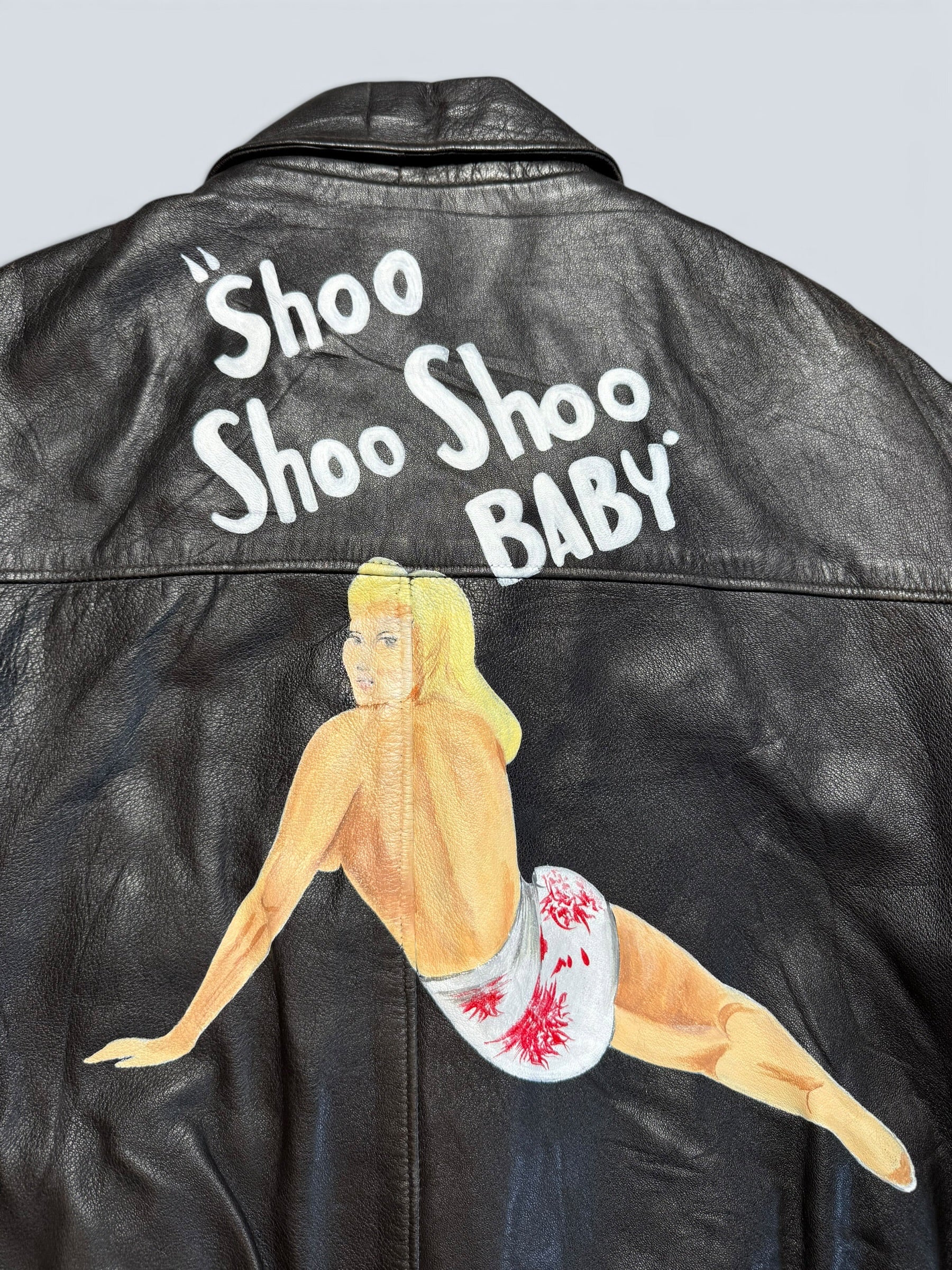 Jacket cuir flight A-2 Schott usa usaf Shoo Shoo Baby nose art patch black 80’s - 42 (M/L)