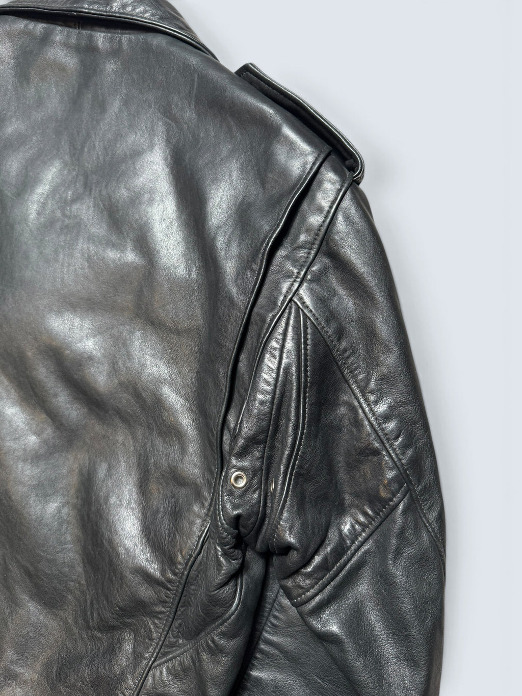 Jacket cuir biker motorcycle Perfecto Golden Bear made in USA black 80’s - 40 (M)