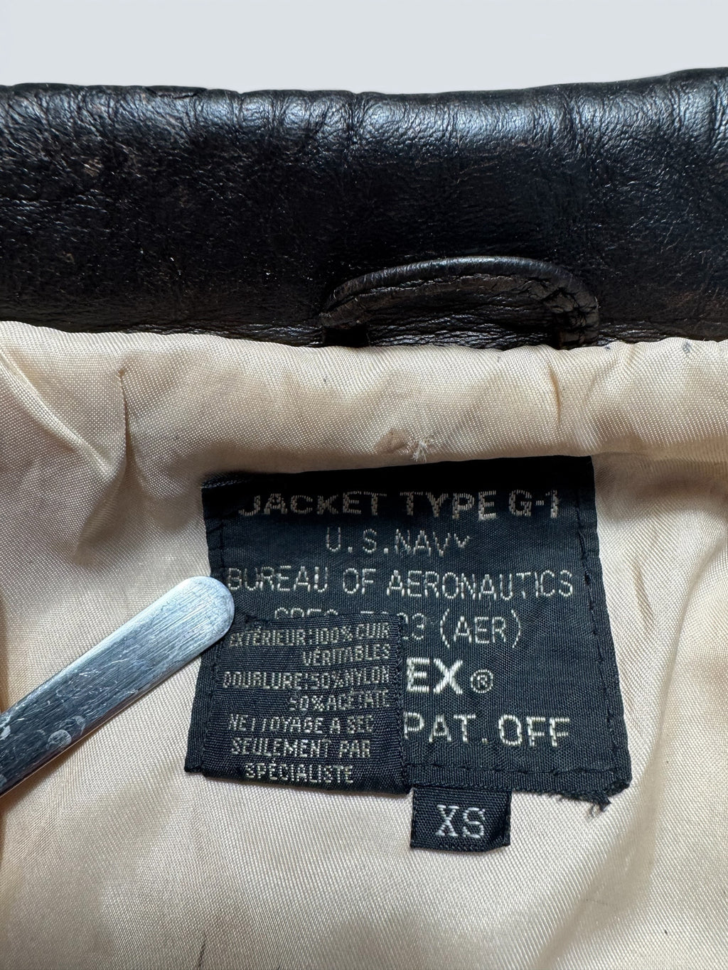 Jacket cuir cowhide flight G-1 Avirex usn full patch Mig-29 brown 1990 - XS/S