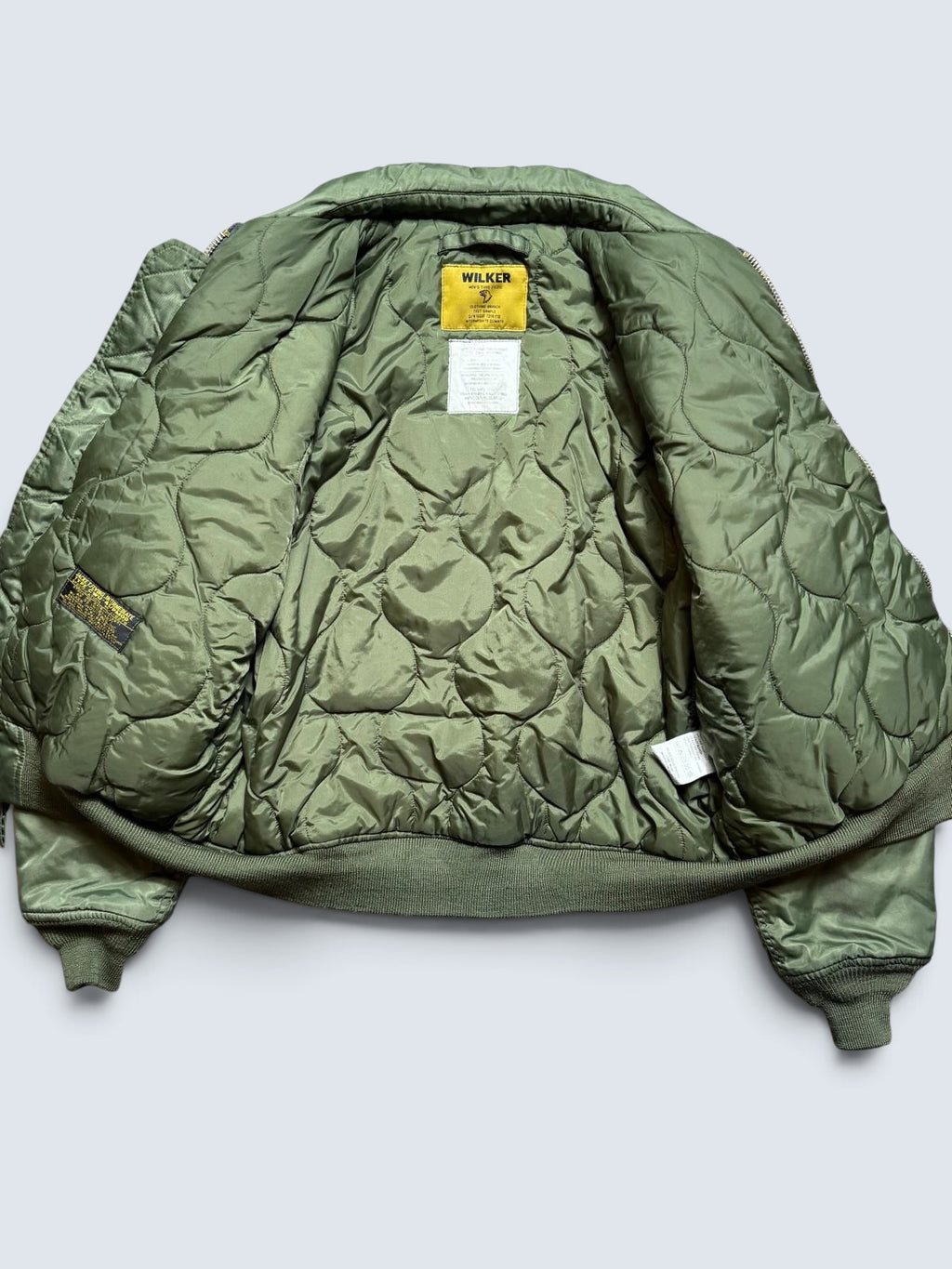 Jacket bomber flight CWU-45P Wilker Industries full patch kaki vintage 00’s - L