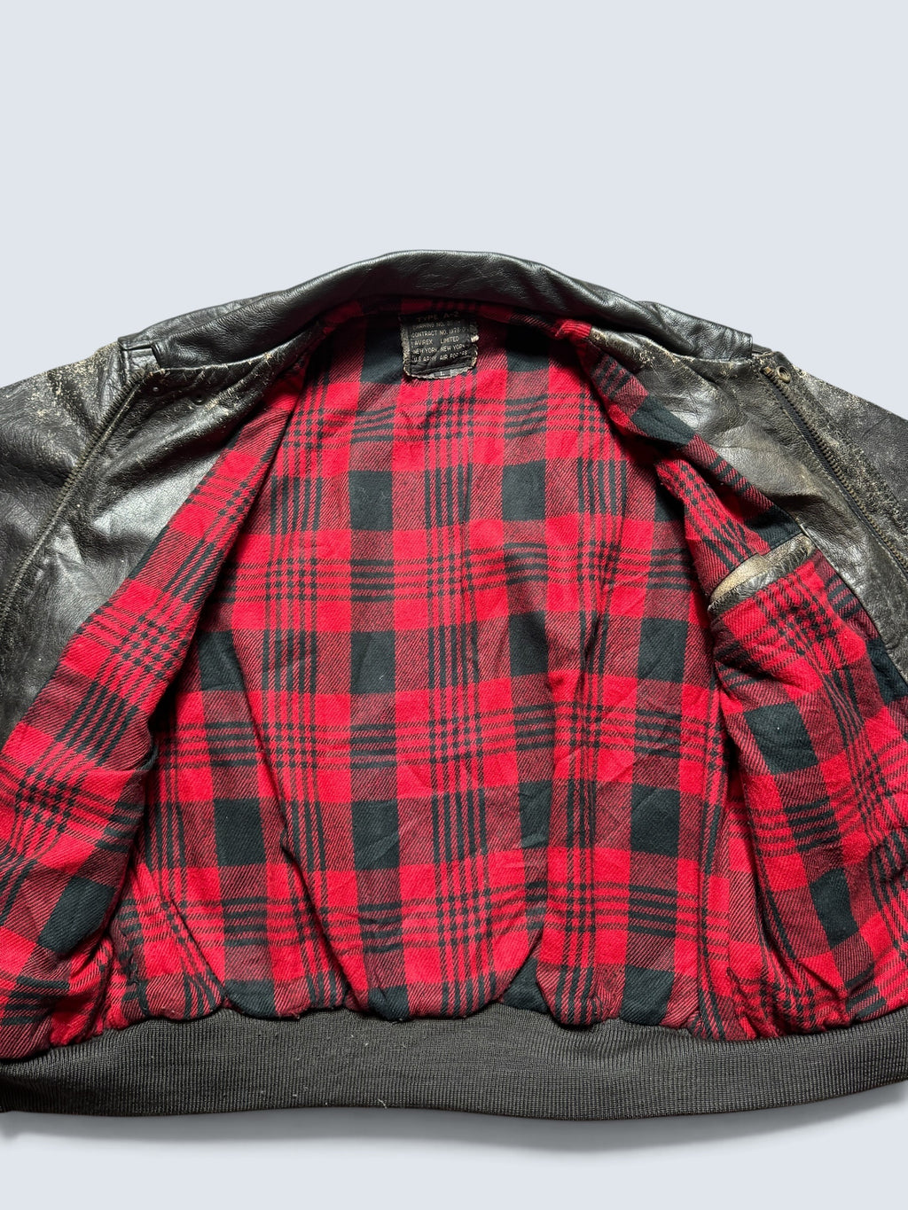 Jacket cuir cowhide bomber flight A-2 Avirex usa flag usaf nose art 90's - L