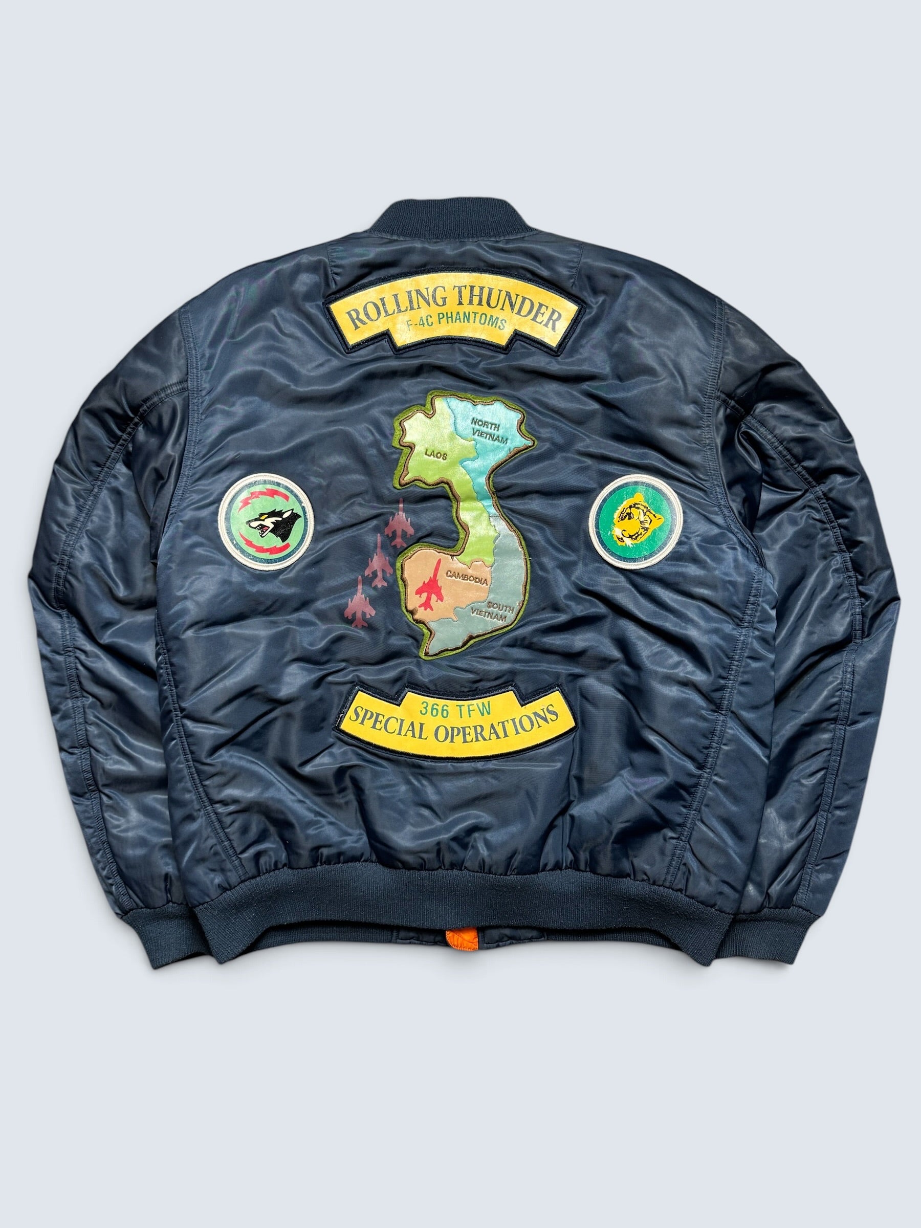 Jacket bomber flight nylon Avirex USA Vietnam / Rolling thunder usaf marine 90's - L