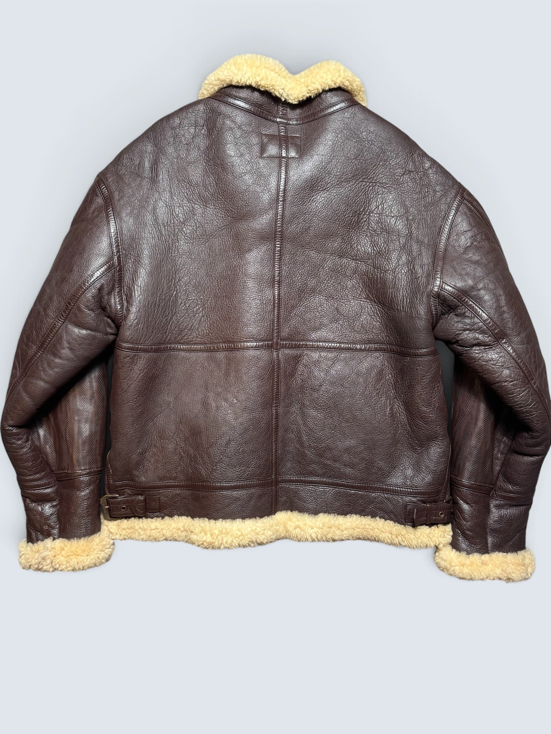 Jacket cuir bomber flight B-3 Avirex usaf brown vintage 90's - XL